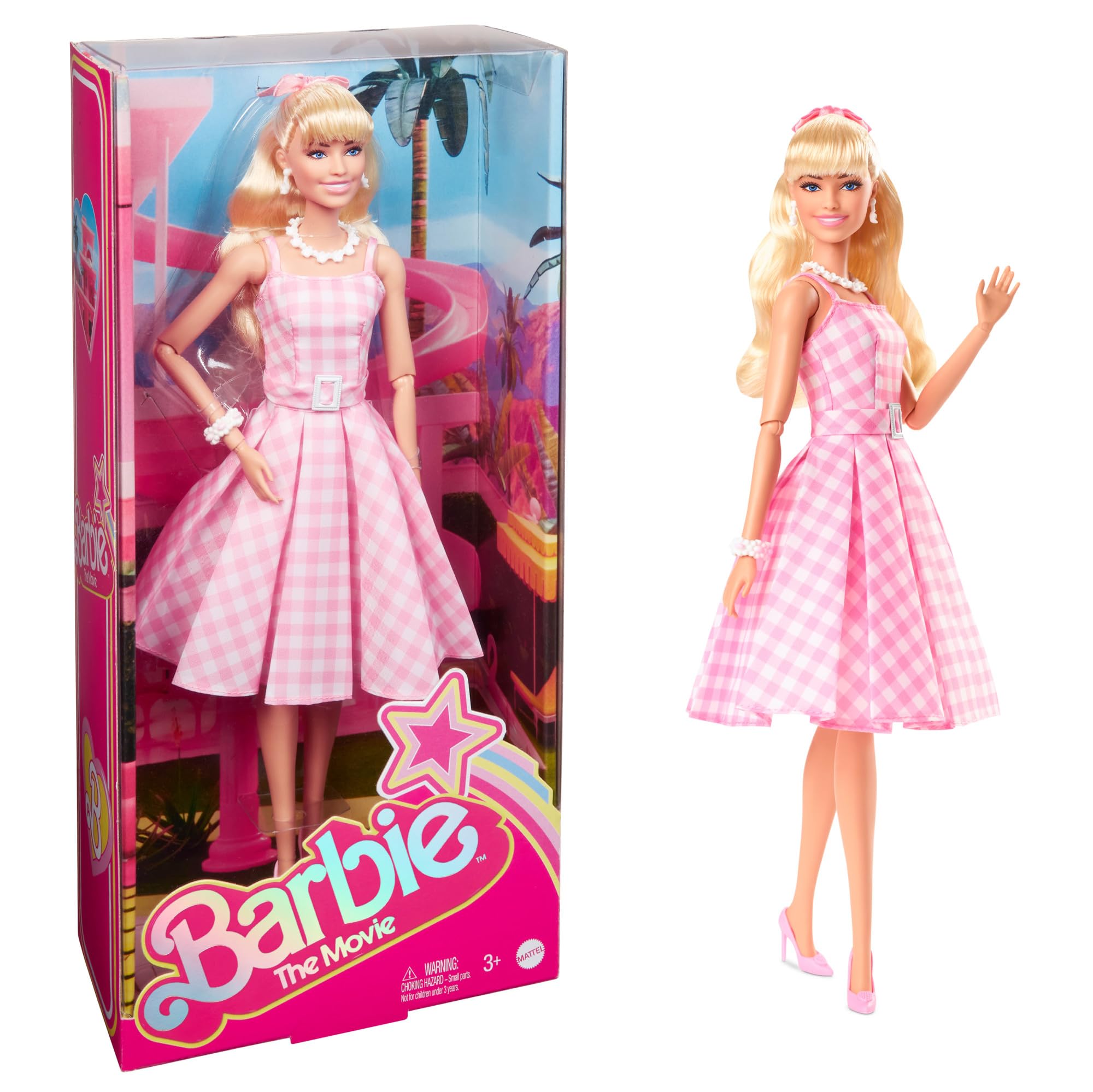 Barbie Signature - Barbie The Movie Doll (HPJ96) | Pink Gingham Dress | Multicolor Plastic 1
