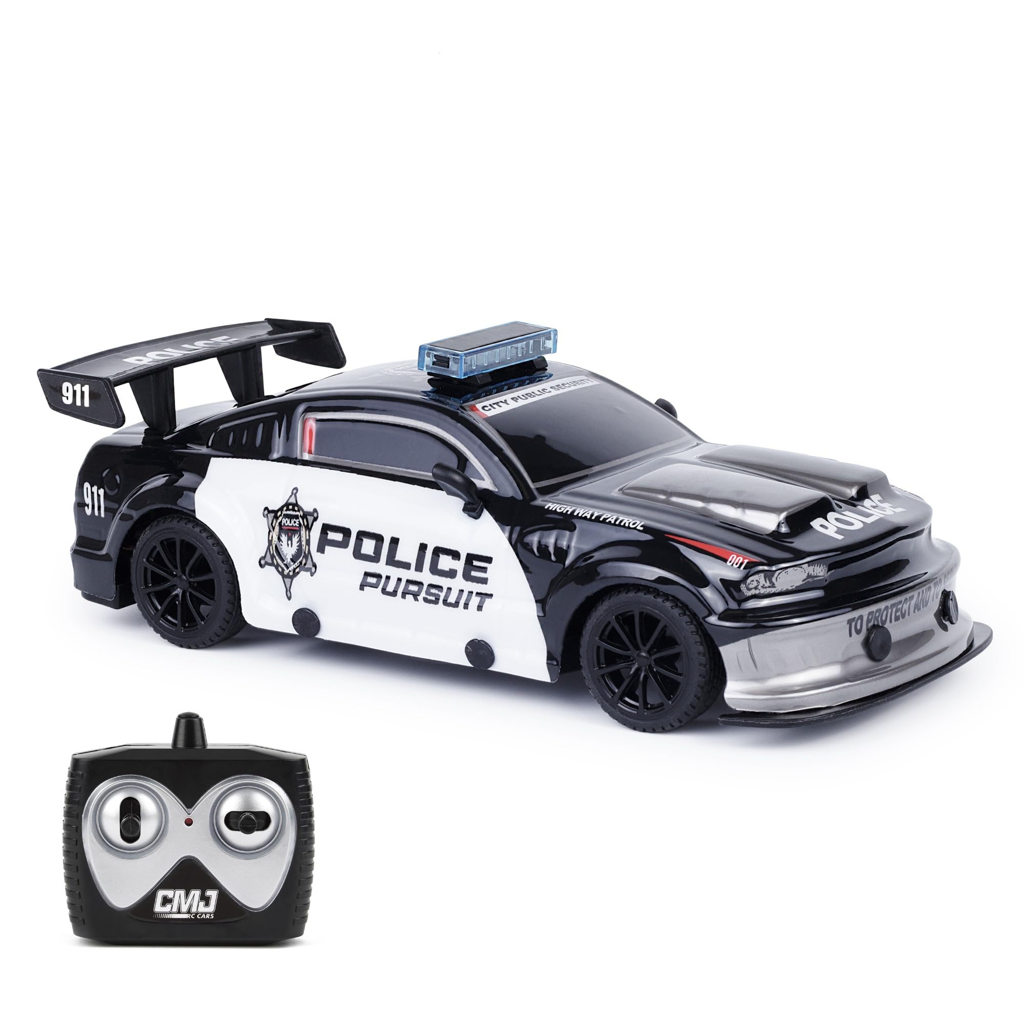 CMJ RC Cars Road Rebel Police Pursuit 1:24 Scale Remote Control Car - High-Speed Drifting & 2.4GHz Multi-Race Capability