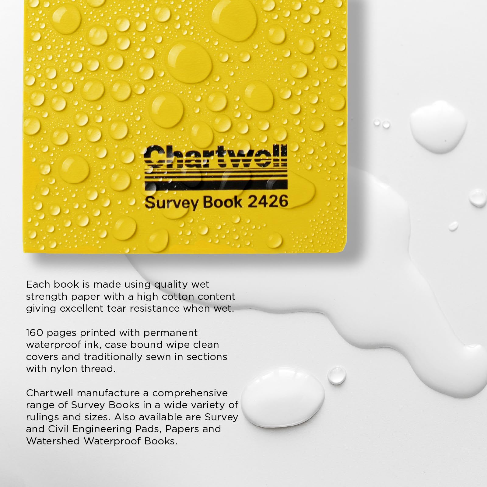 Exacompta Chartwell Level Survey Book - Weather-Resistant Paper | 192x120mm | Yellow