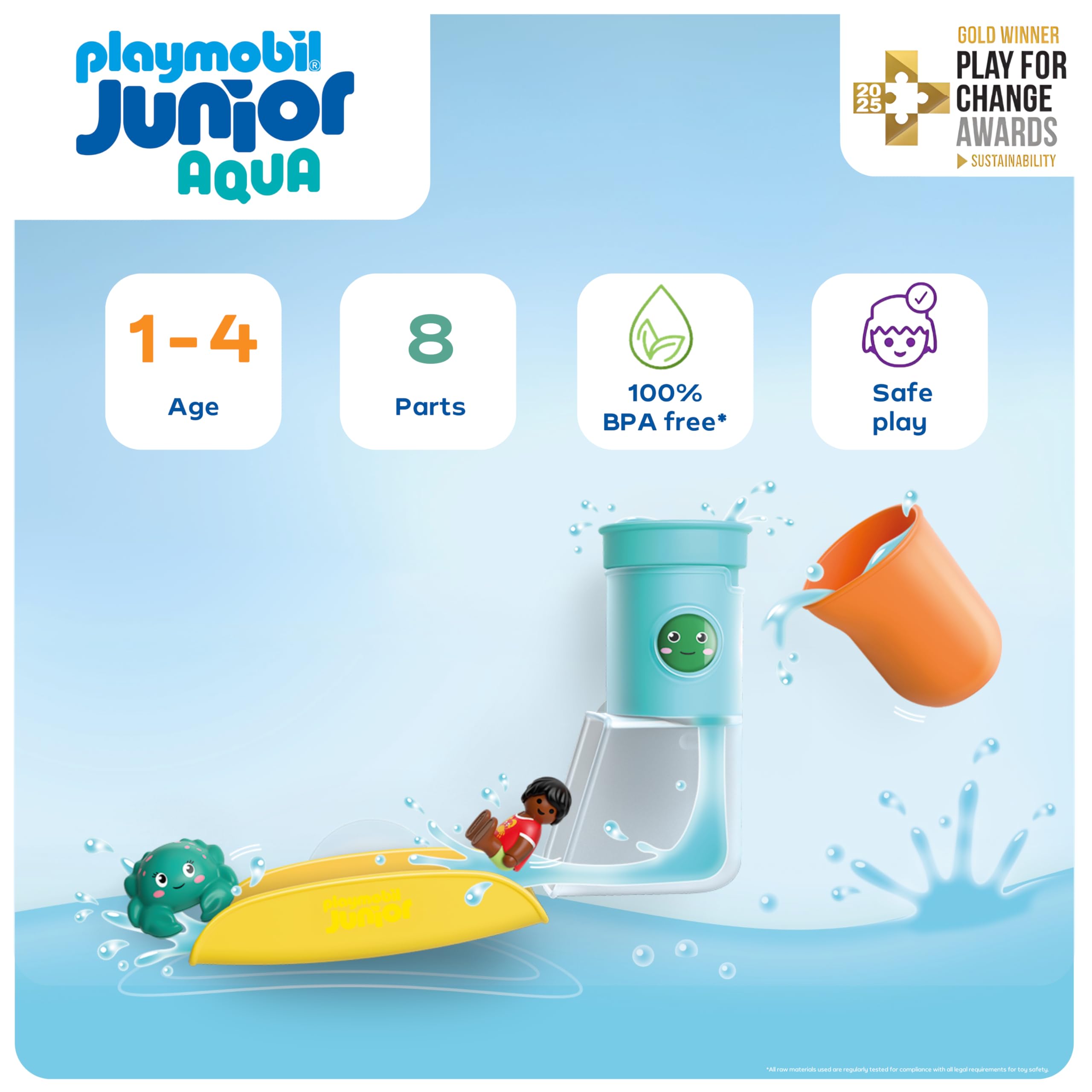 Playmobil JUNIOR AQUA Waterfall Tank with Slide | Water Toy for Ages 1+