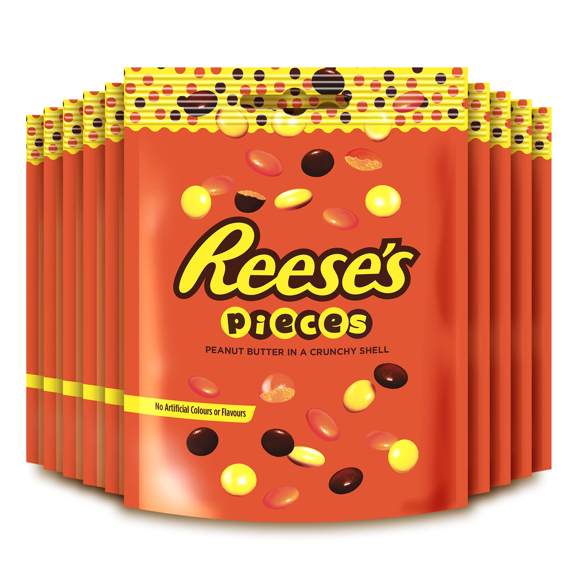 Reese's Pieces Peanut Butter in Crunchy Shell 90g Pouch (Pack of 10) 1