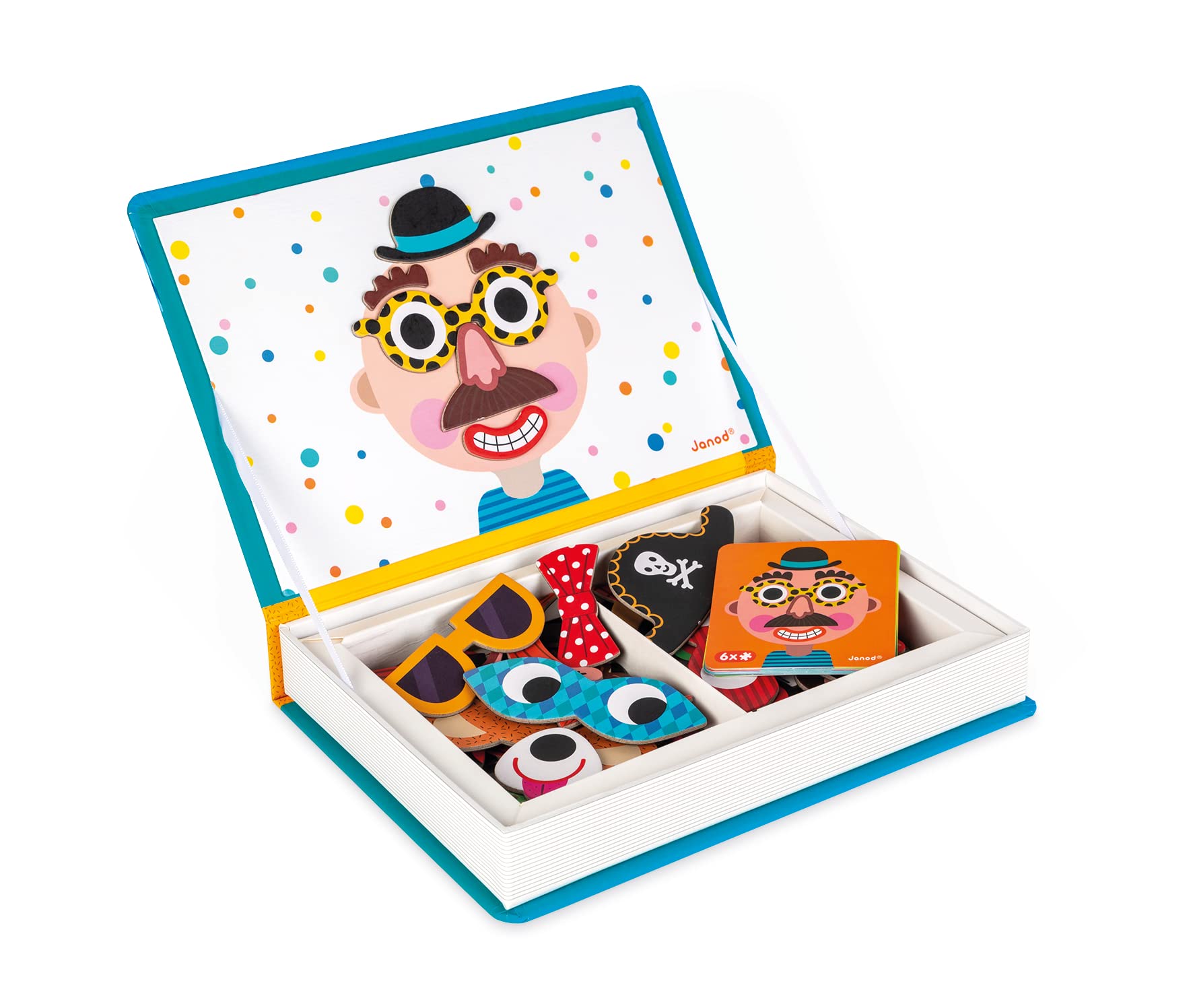 Janod Magneti'Book Crazy Faces Educational Game J02716 | Ages 3-8 | 70 Magnets