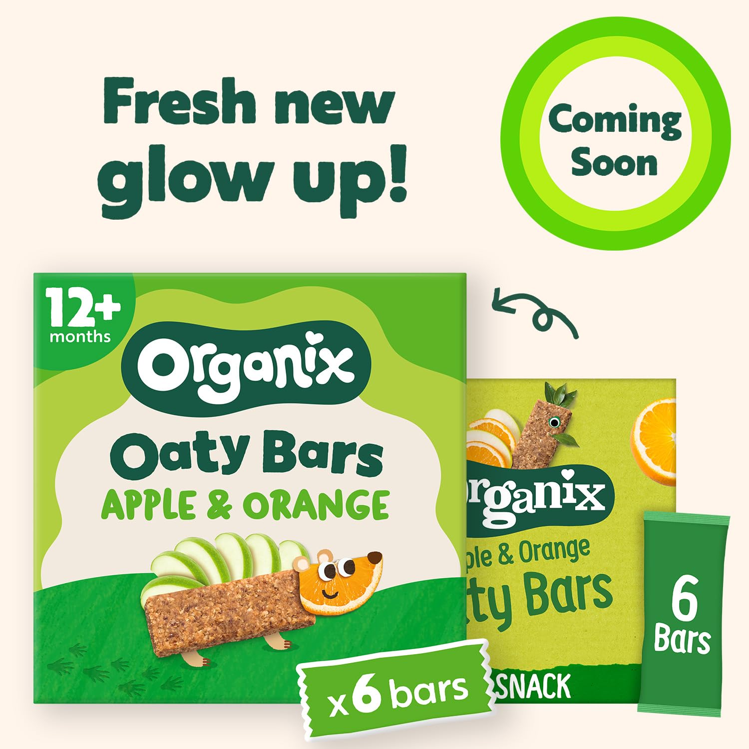 Organix Apple & Orange Oaty Snack Bars - 6 Boxes of 6 x 23g Bars | High Fibre | Organic 2