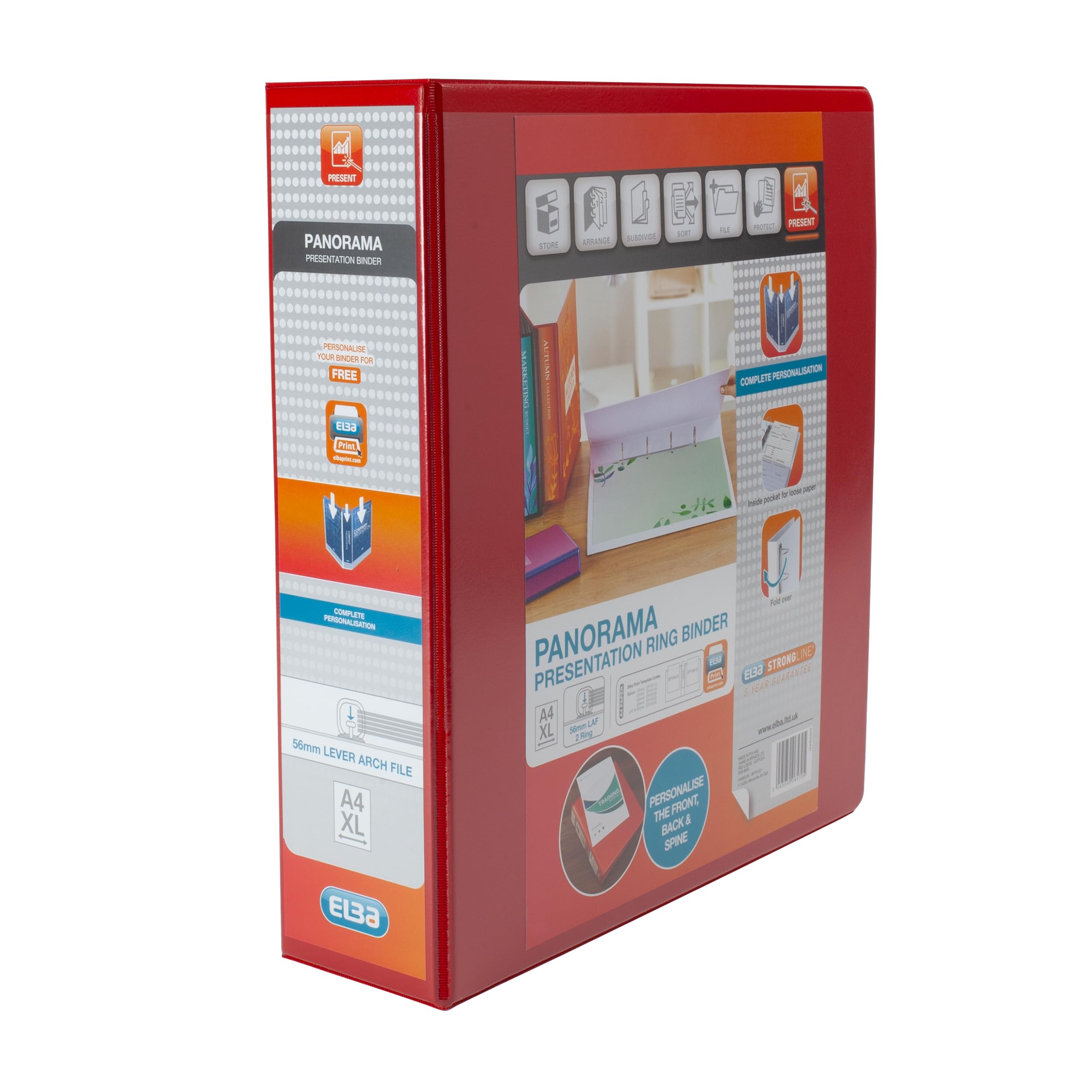 Elba Presentation A4 Lever Arch File | Red Plastic | 90mm Spine | 560 Sheet Capacity 1