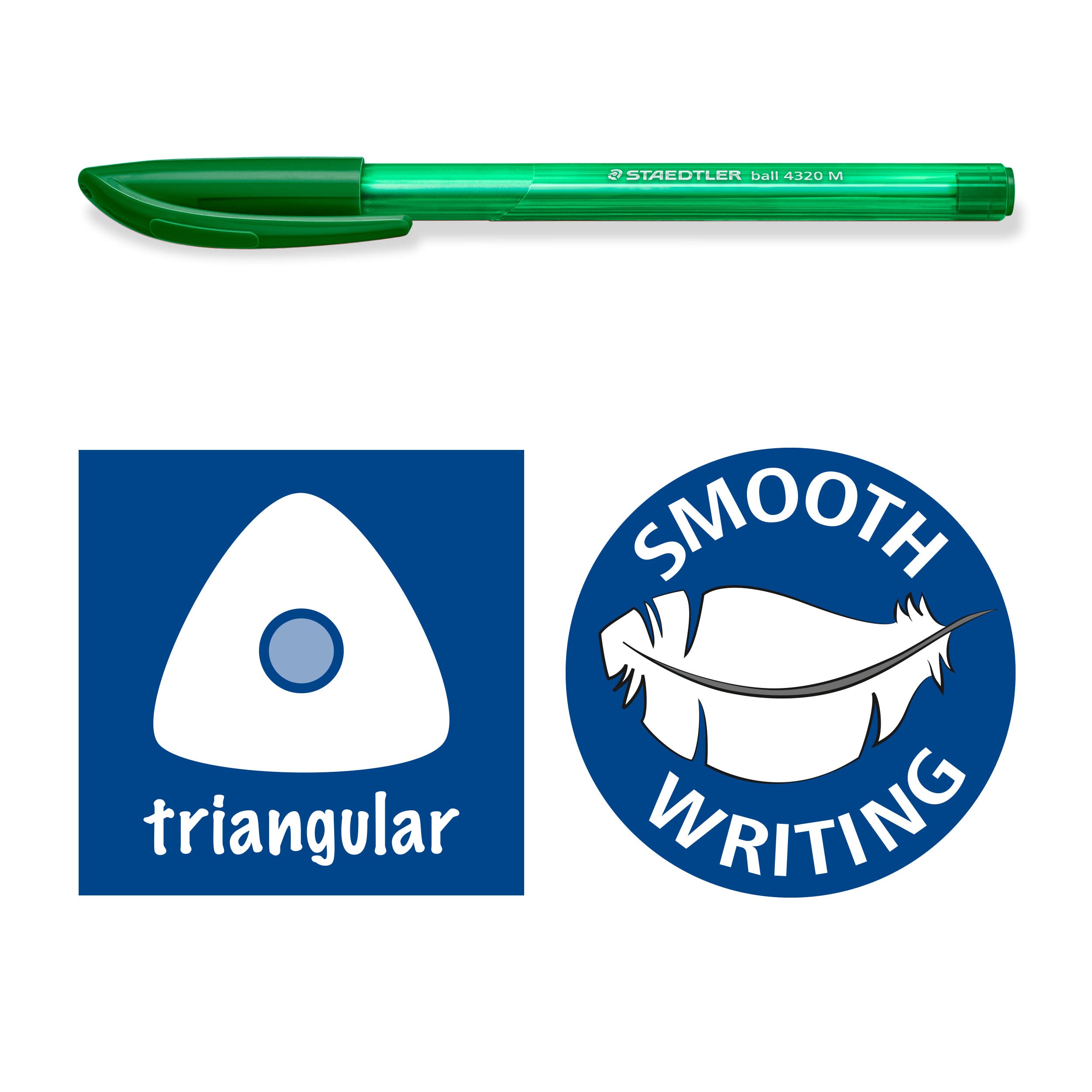STAEDTLER 4320 M-5 Stick Ballpoint Pen - Green Ink | 1.0mm Medium Point | Pack of 10 4