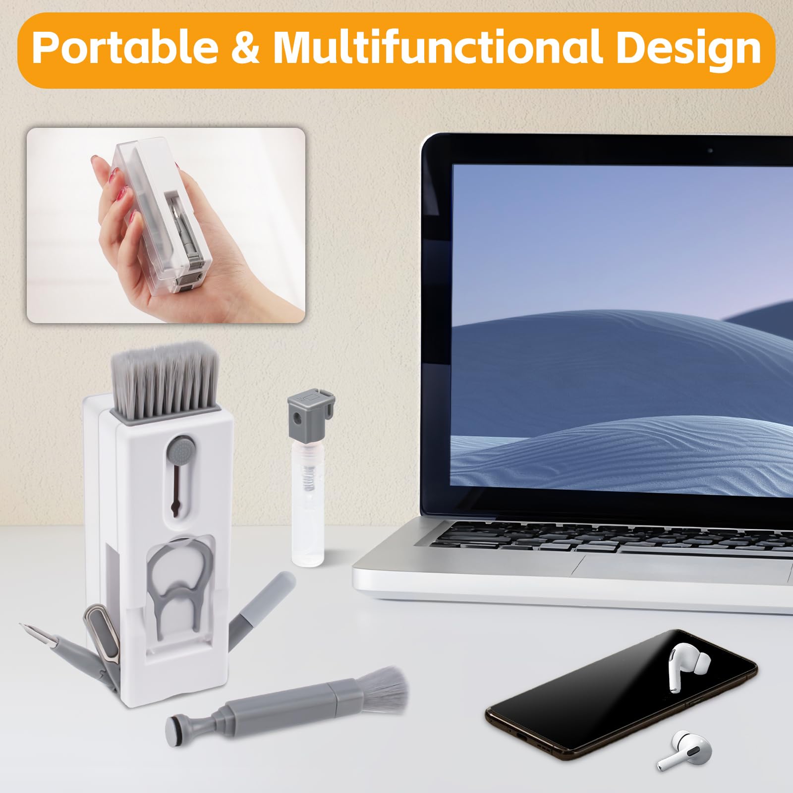 Alyvisun 11 in 1 Multifunctional Electronics Cleaning Kit for Laptop, Earphones, and Cameras | Grey