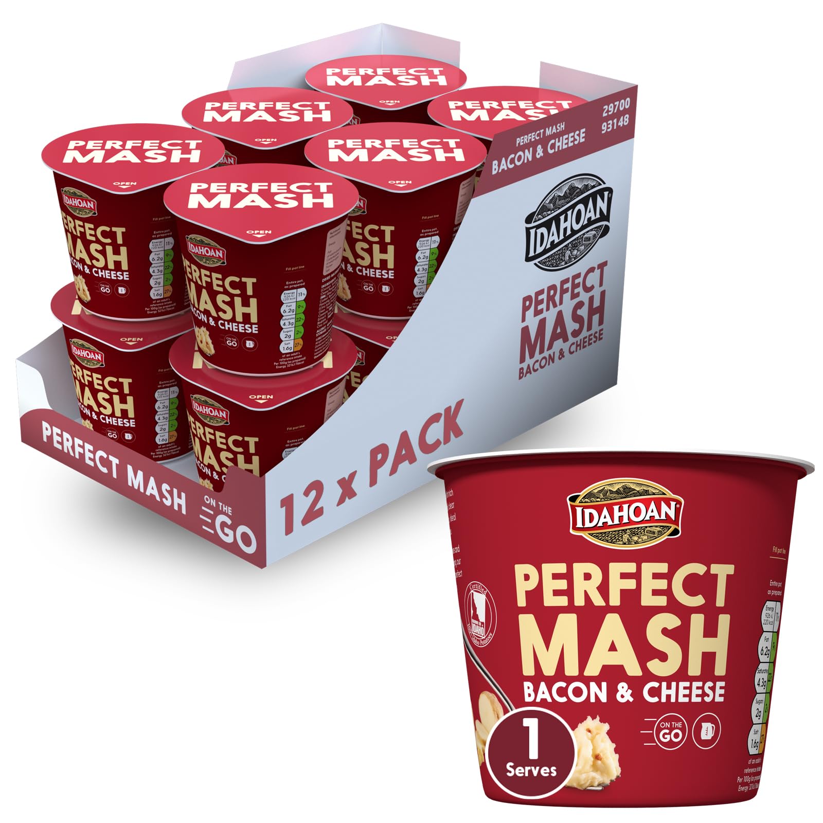 Idahoan - Mashed Potato Pots Bacon and Cheese Dried Potato Mash 1