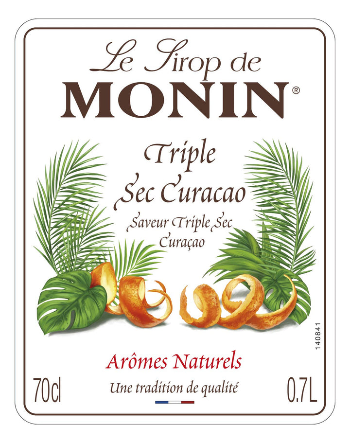 MONIN Premium Triple Sec Curaçao Orange Syrup 700ml - Vegan, Alcohol-Free, Natural Flavouring for Cocktails & Mocktails