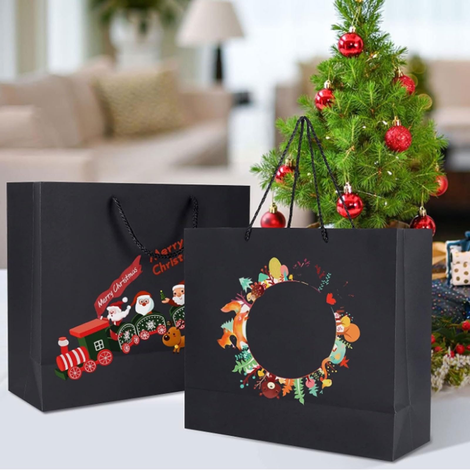 ASelected Large Black Gift Bags - Heavy Cardboard, Reusable, 45x13x33cm | Pack of 12 6