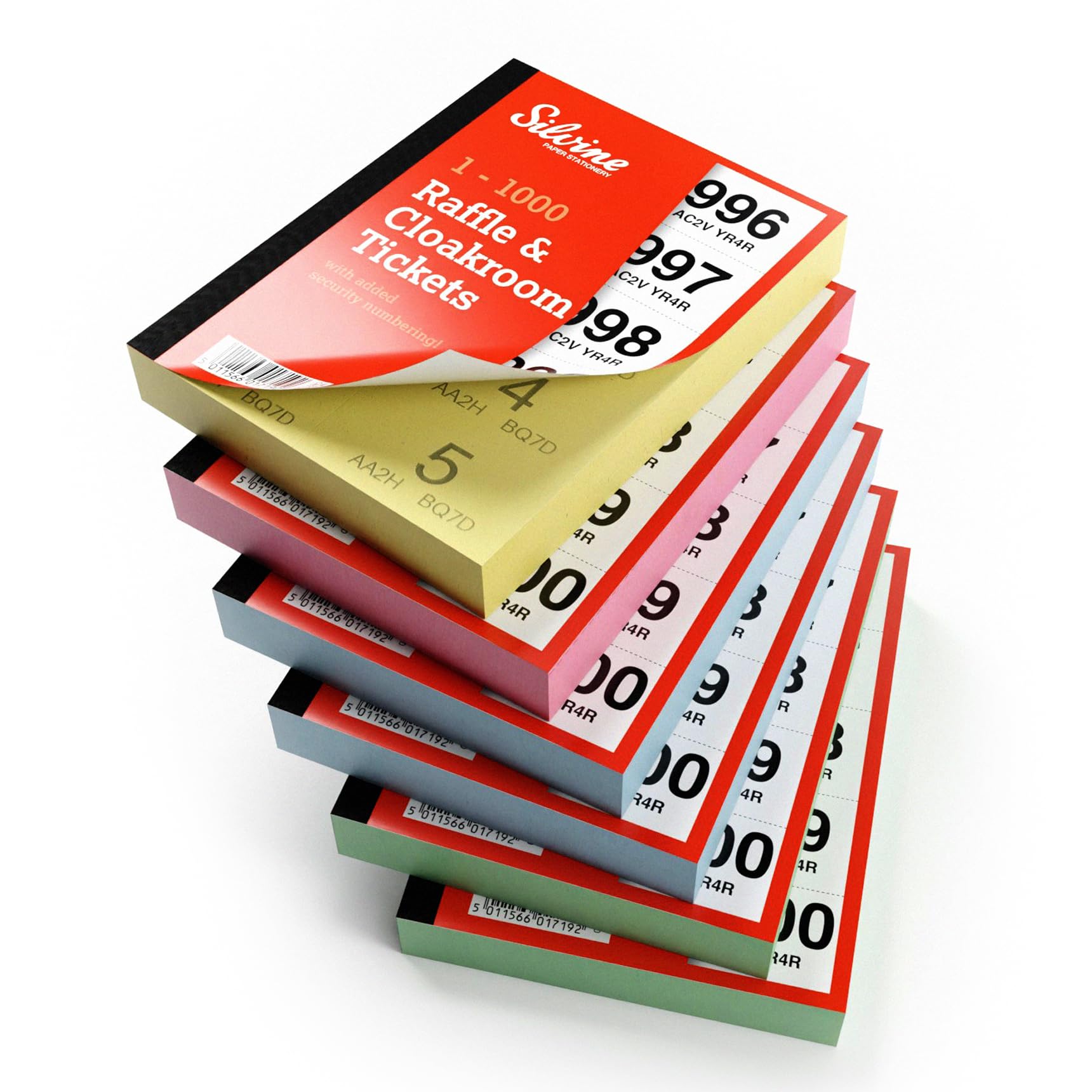 Silvine Cloakroom/Raffle Tickets - 1000 Numbered Tickets per Book | Security Numbering | 6 Pack 1