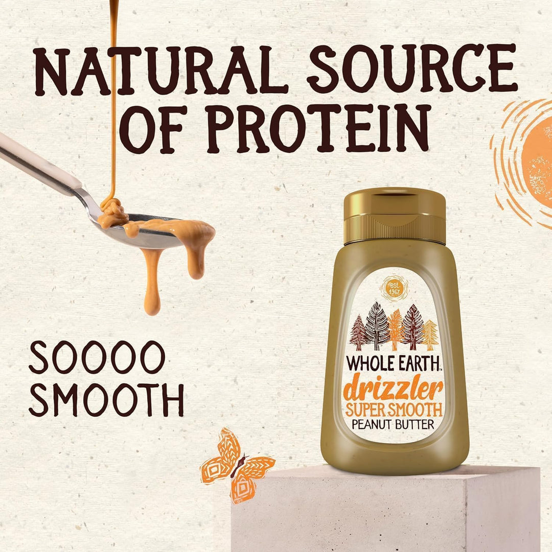 Whole Earth Drizzler Original Roasted Peanut Butter - Super Smooth Squeezy Spread