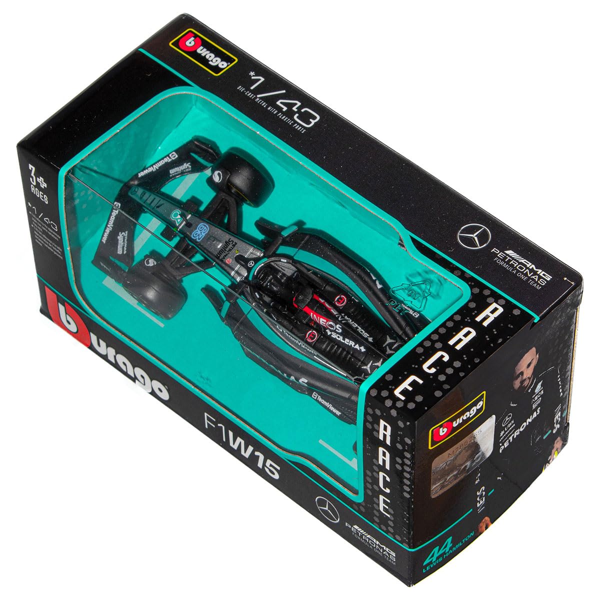 Bburago 1:43 Scale 2024 Mercedes AMG W15 F1 Car - Russell | Diecast Metal Replica