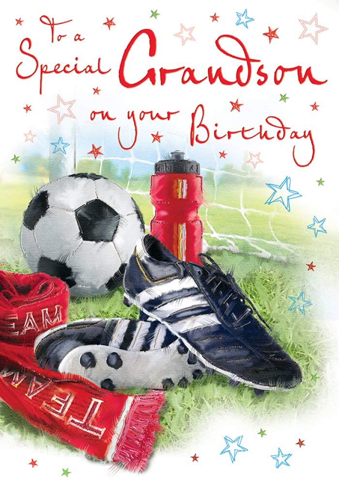 Piccadilly Greetings Regal Publishing Grandson Birthday Card | 9 x 6 inches | Green, Beige, Yellow, Red