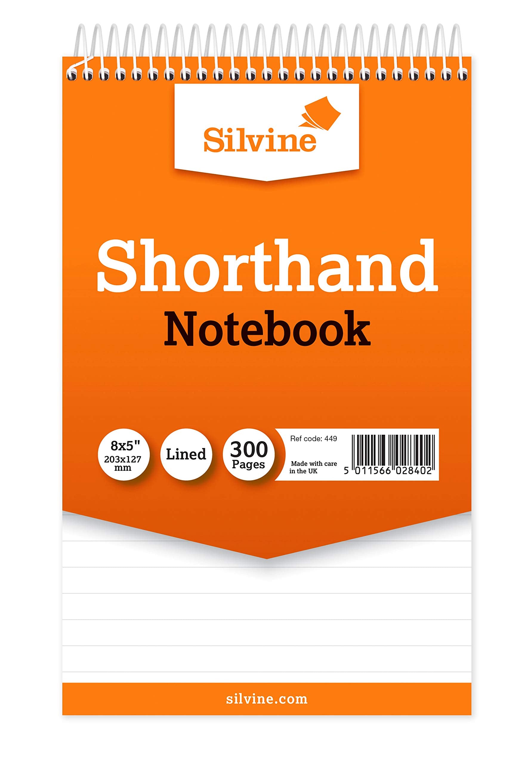 Silvine Reporter's Shorthand Notebook | 8x5 Inch | 300 Pages | 75gsm Feint Ruled | Pack of 6 1