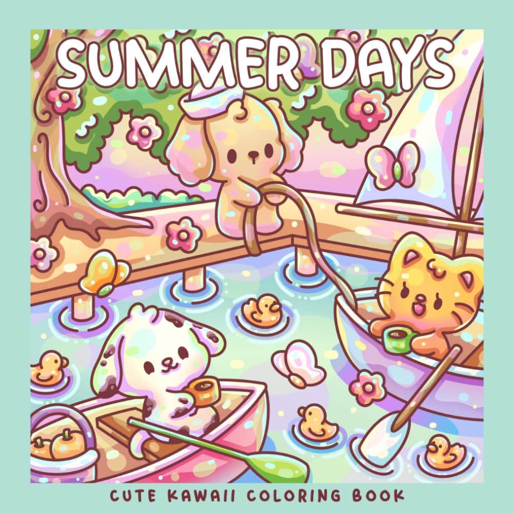 Miss Kitsch Summer Days: Kawaii Coloring Book with Cute Holiday Animals | Paperback | Ages 2-17