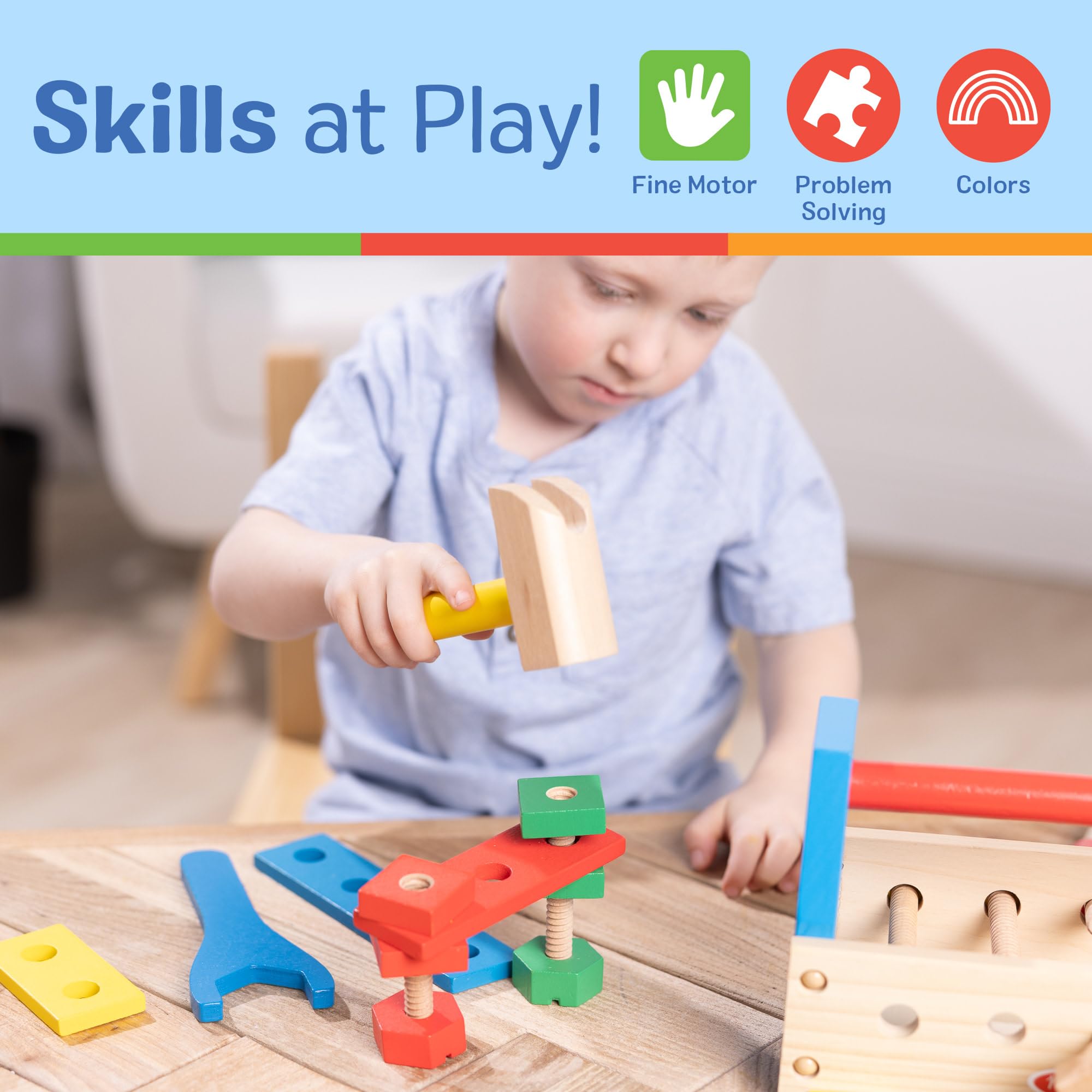 Melissa & Doug Take-Along Tool Kit - 24-Piece Wooden Pretend Play Set for Ages 3+ 14