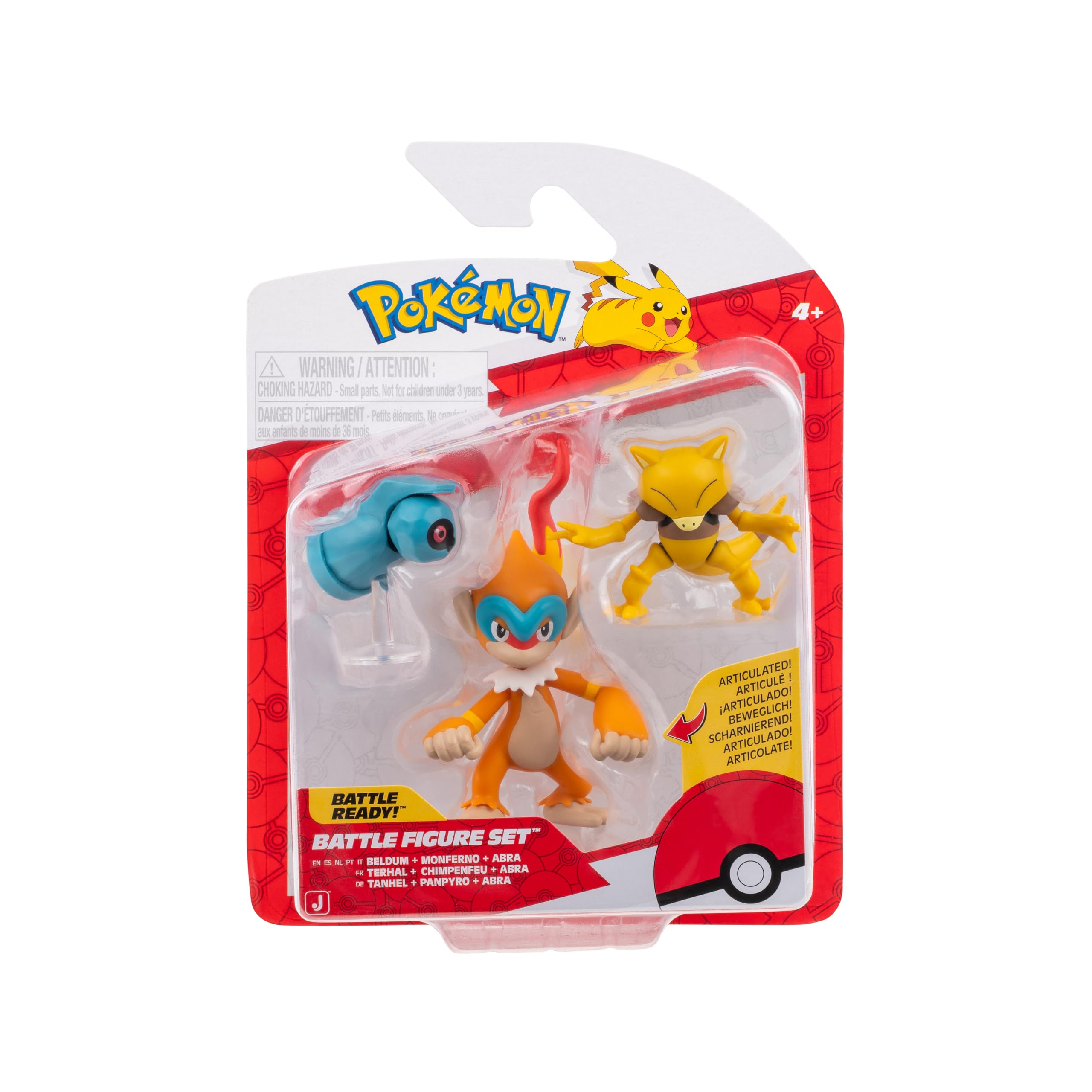Pokémon Battle Figure 3 Pack - 2-Inch Beldum, Abra & 3-Inch Monferno, Ages 4+ 8