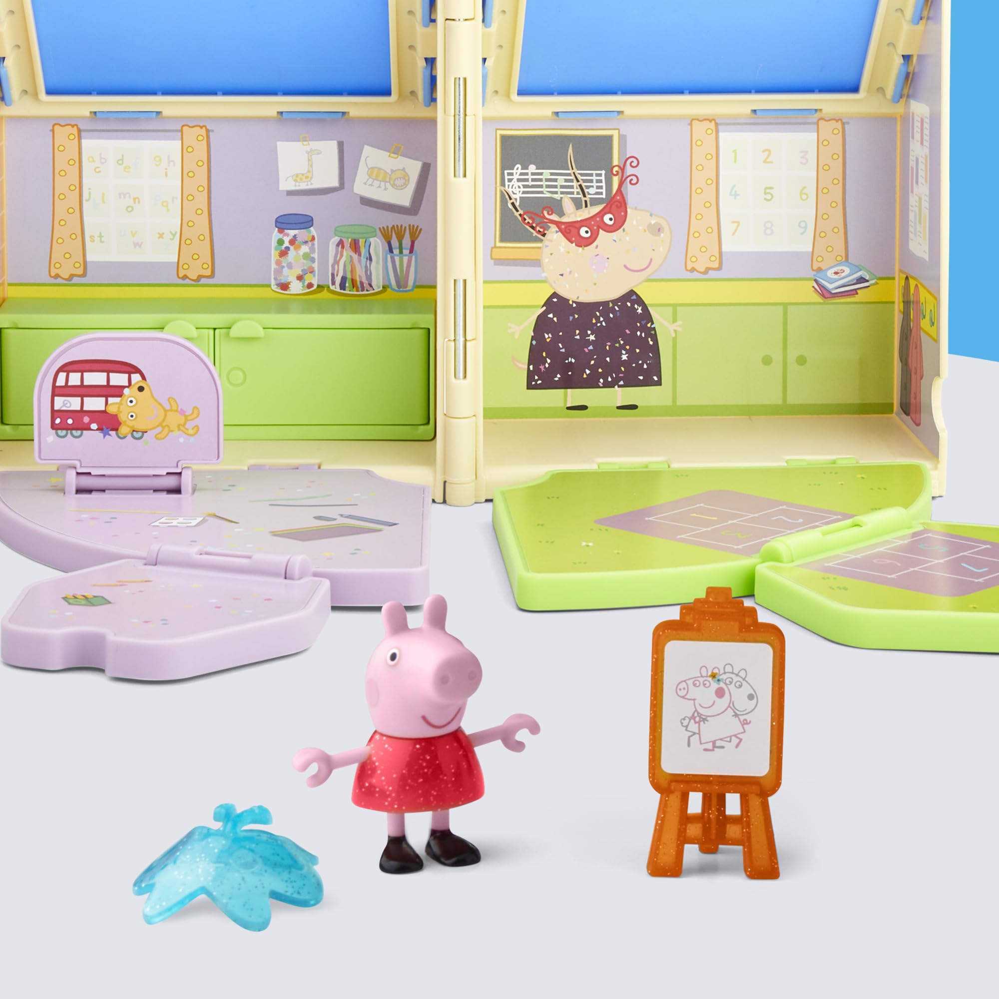 Peppa Pig Peppa's Pop-Open Playgroup Playset - Classroom & Playground Pretend Play for Ages 3+ 4
