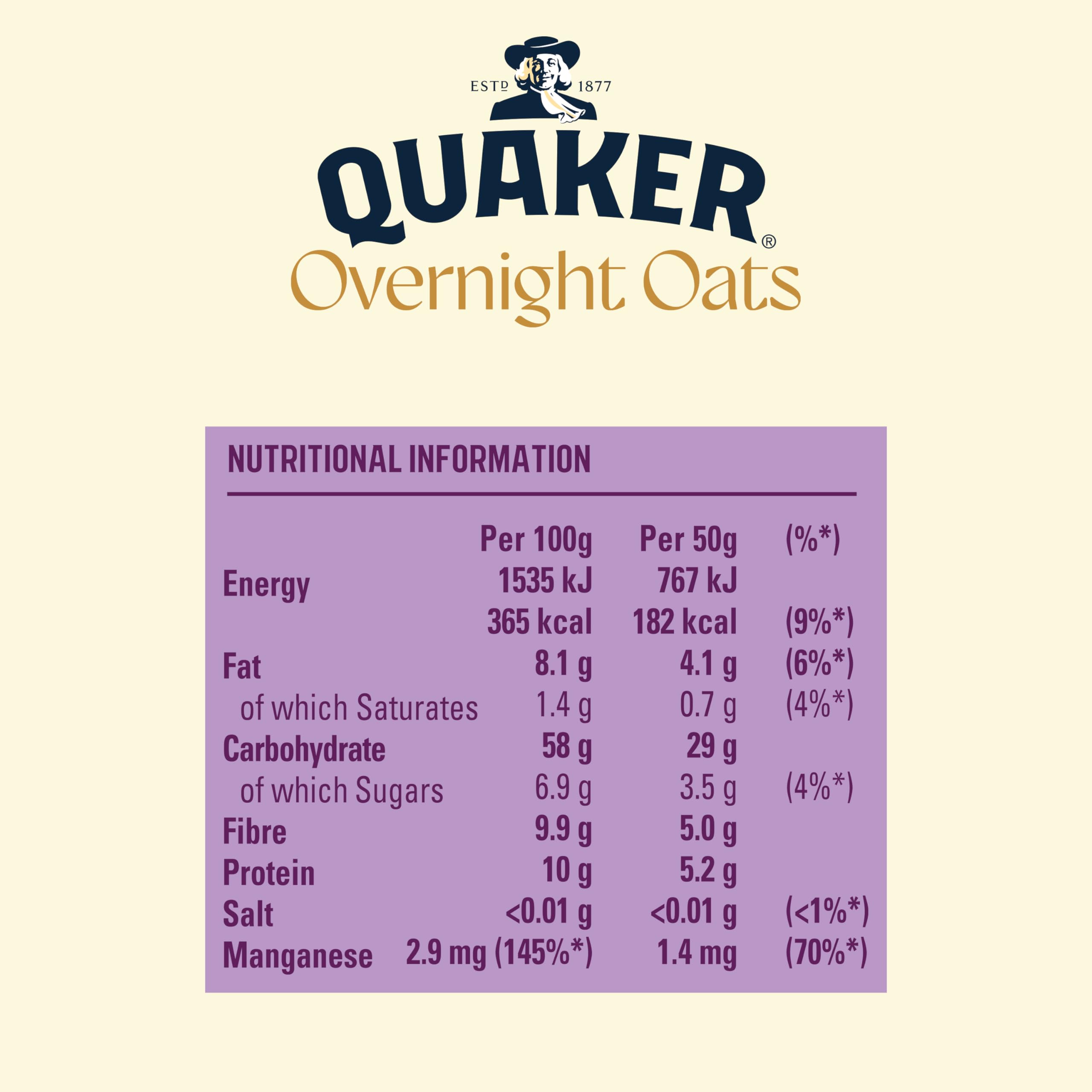 Quaker Overnight Oats Blueberry Cereal - Source of Fibre | Natural Energy Release | 350g 5