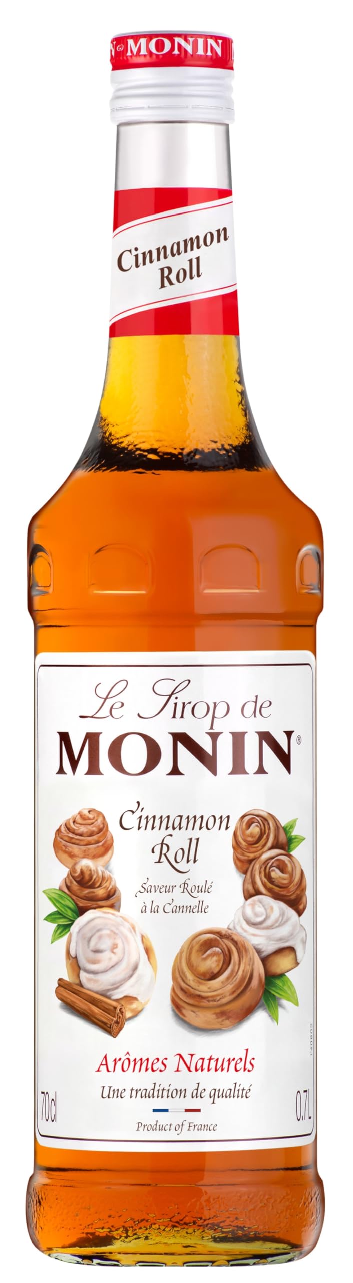 Monin Premium Cinnamon Roll Sugar Syrup - 700ml Glass Bottle | Vegan & Kosher