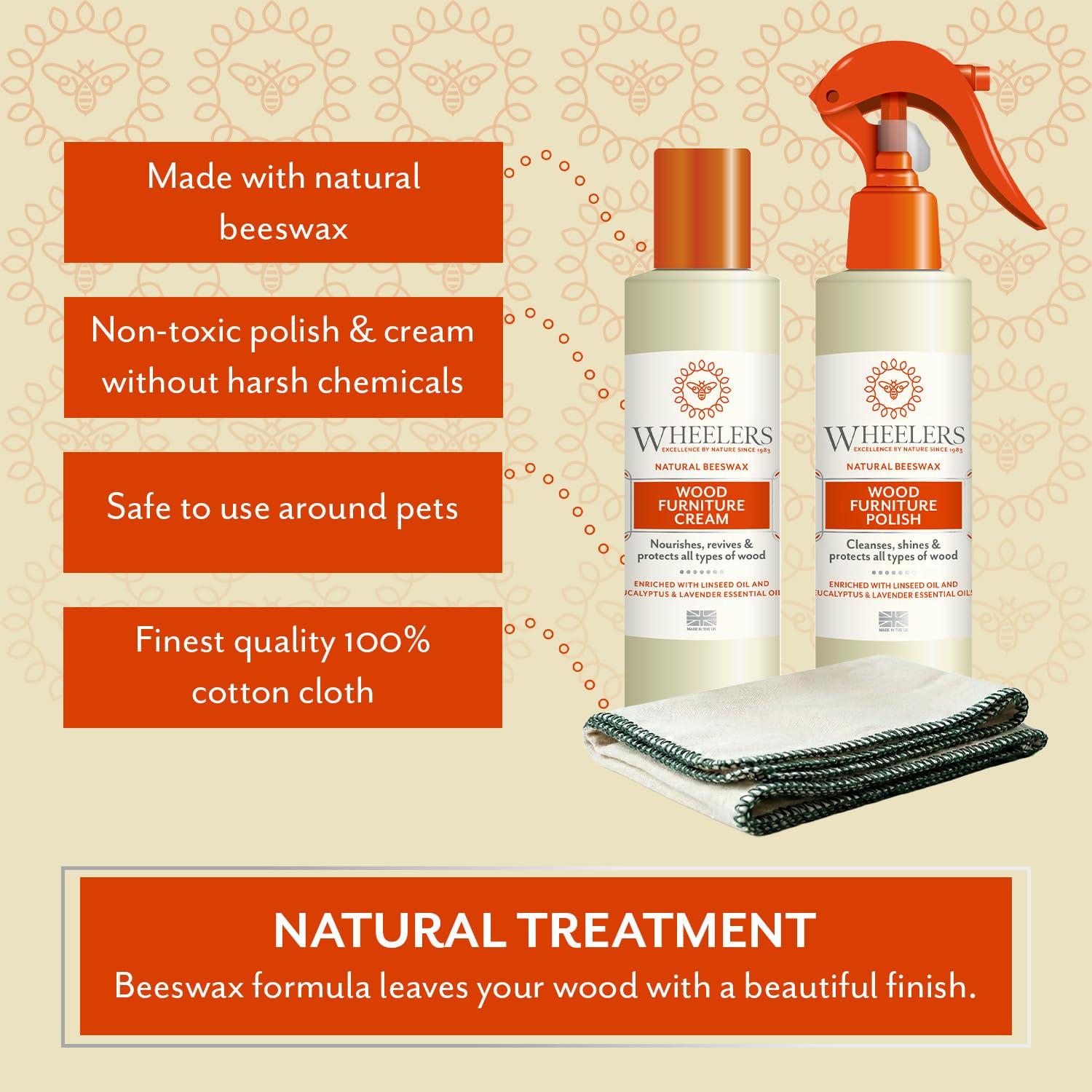 Wheelers Natural Beeswax Wood Care Kit - Restores & Protects All Wood Types | Eucalyptus & Lavender Scent 5