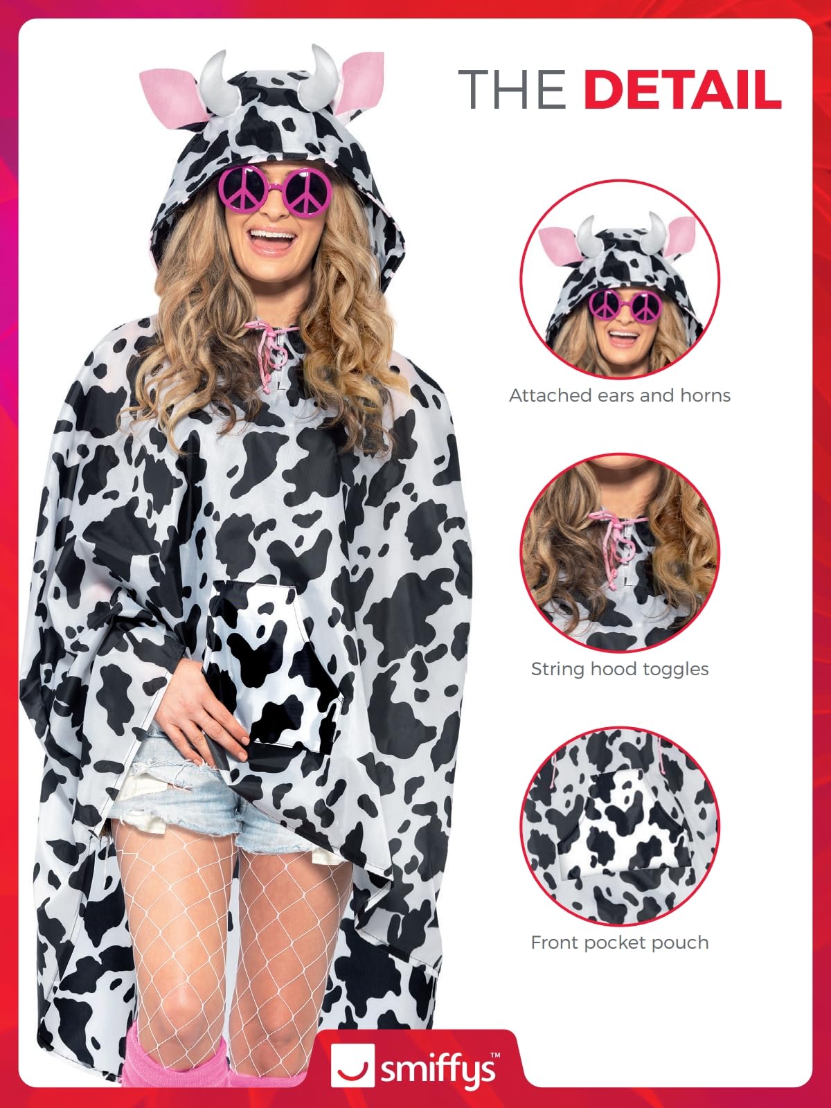 Smiffys Cow Party Poncho - Novelty Costume | One Size | Polyester 3