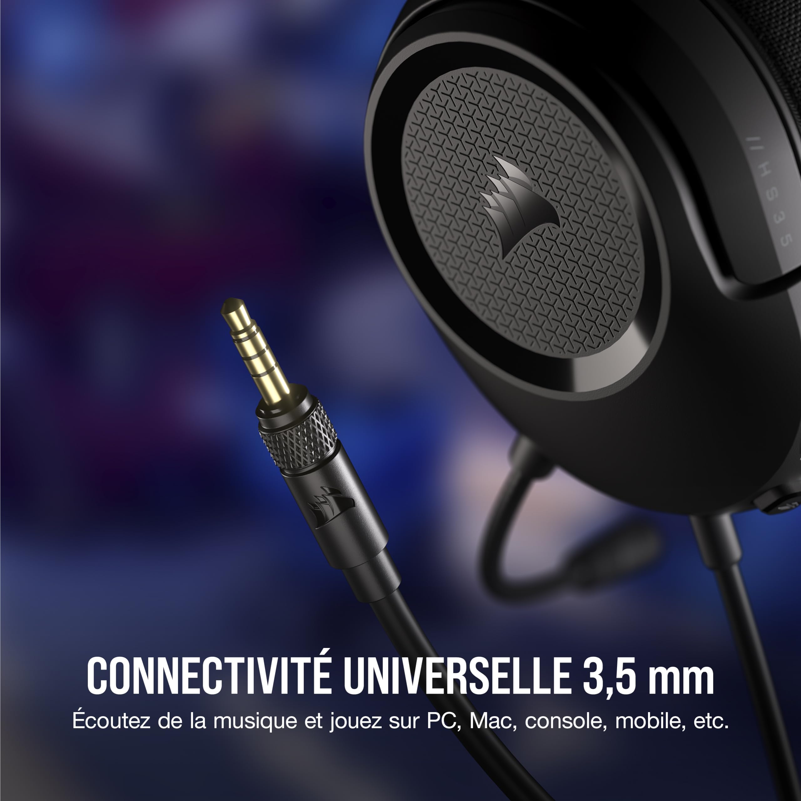 Corsair HS35 v2 Multiplatform Wired Gaming Headset - Carbon | Omni-Directional Mic 3