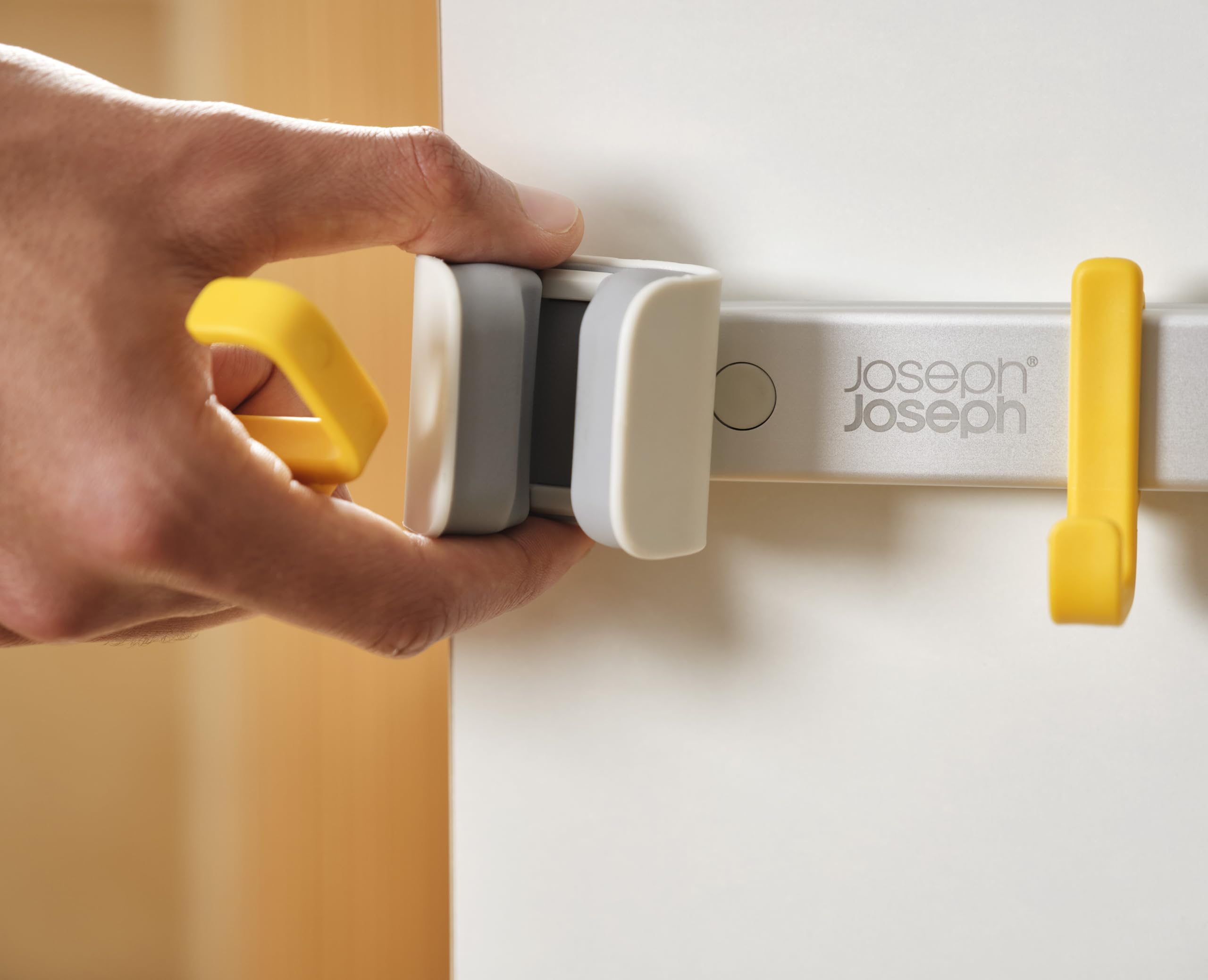 Joseph Joseph CleanTech Utility Tool Storage Rail with 3 Pole Grips & 3 Hooks | Silver-grey Aluminium 7