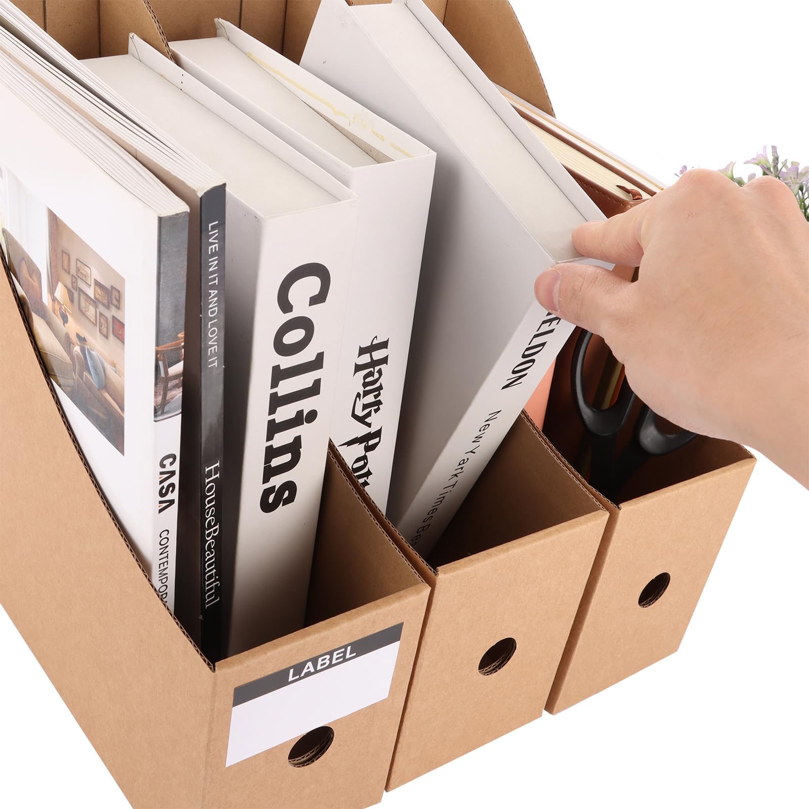 ASelected 10 Pcs Magazine File Holders - Premium Cardboard, Cowhide Color | 26x27x9cm 6