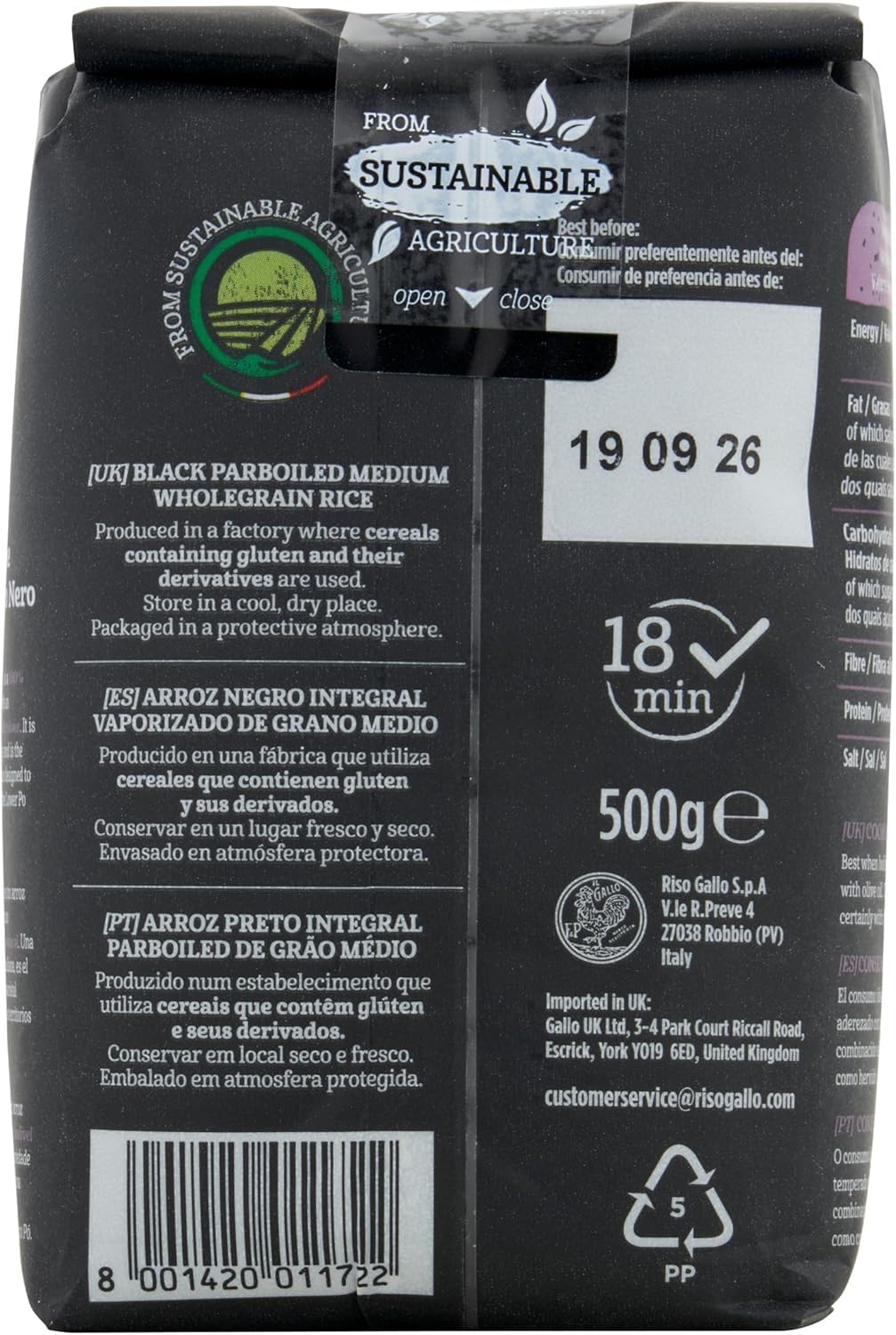 Riso Gallo Nero - Vegan Black Wholegrain Rice | 500g Organic Grain | Nutty Flavour 7