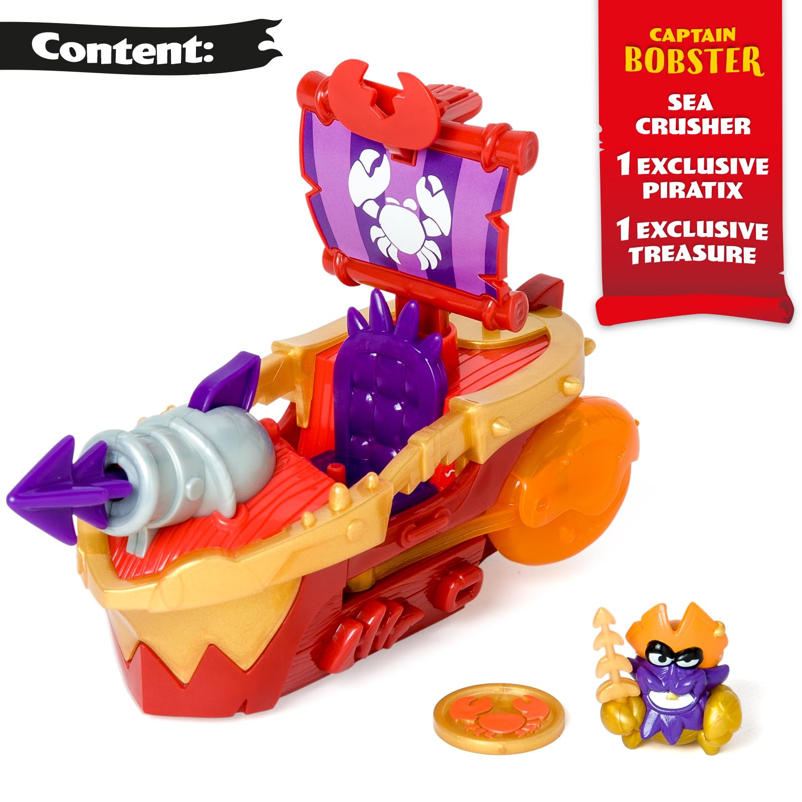 PIRATIX ADVENTURE WORLD Sea Crusher Pirate Ship - Crab Design | Multicoloured Plastic 3