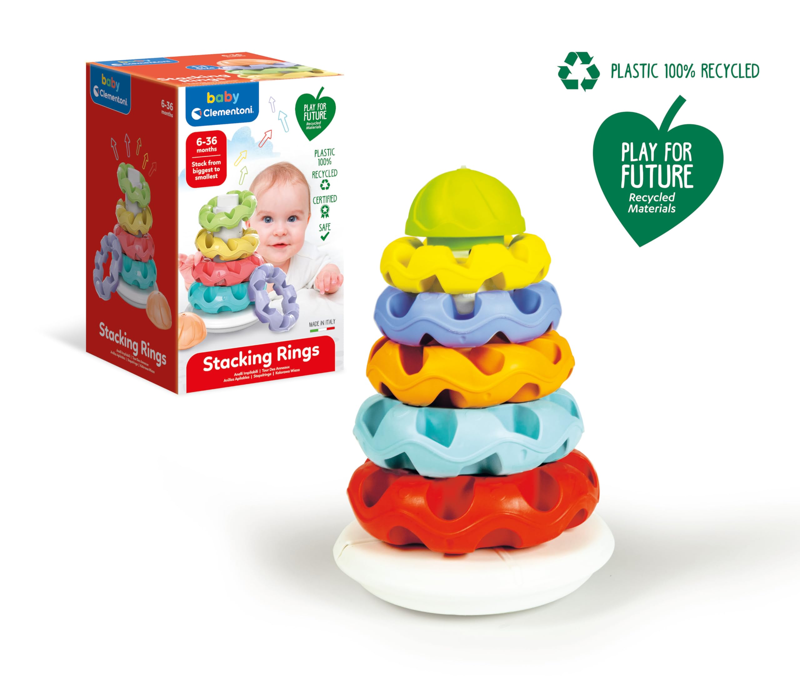 Clementoni Stacking Rings Baby Toy - 5 Colourful Rings | Motor Skill Development | 6-36 Months 7