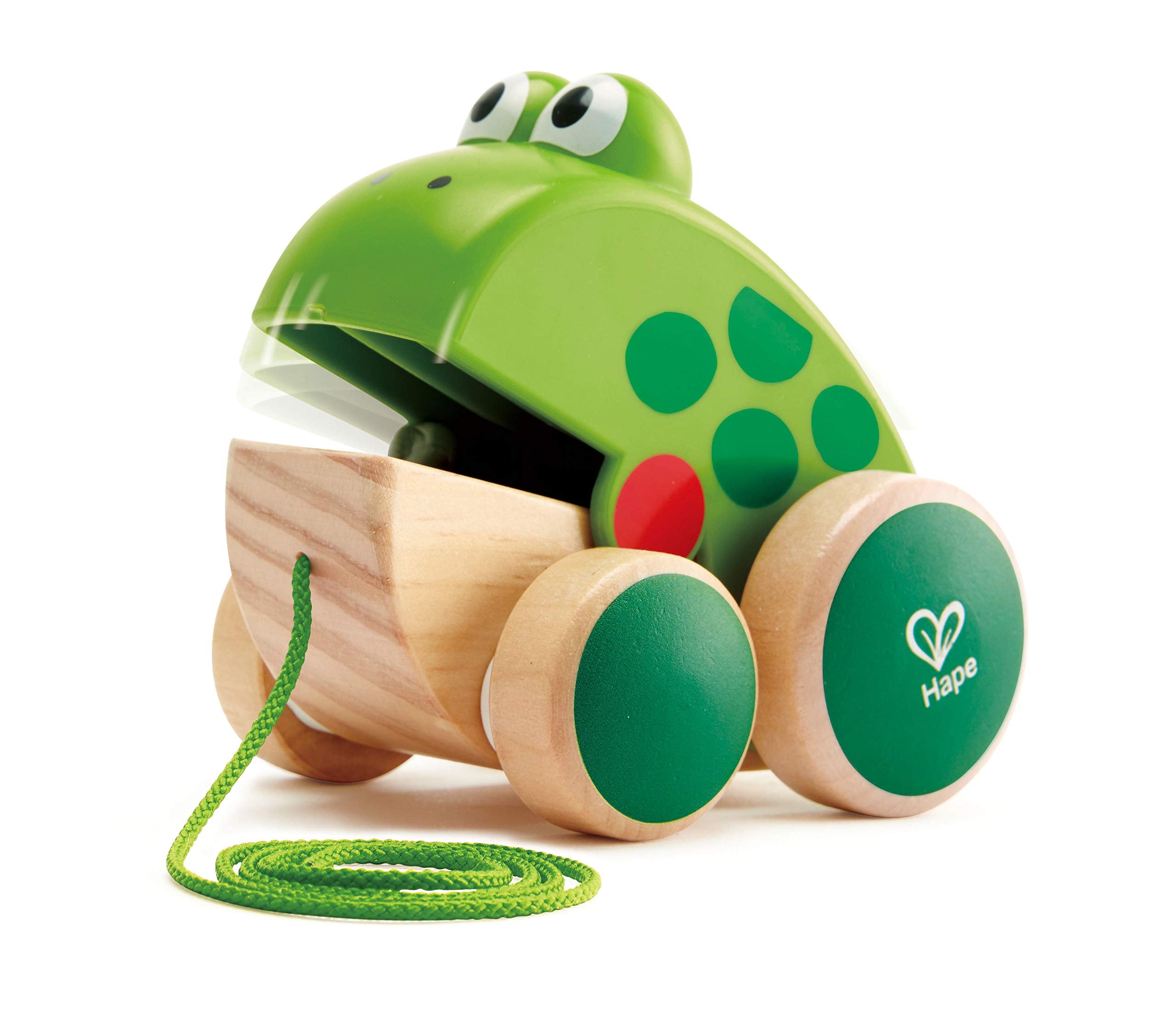 Hape Wooden Frog Pull Along Toy - Encourages Mobility & Independence | Ages 12 Months+