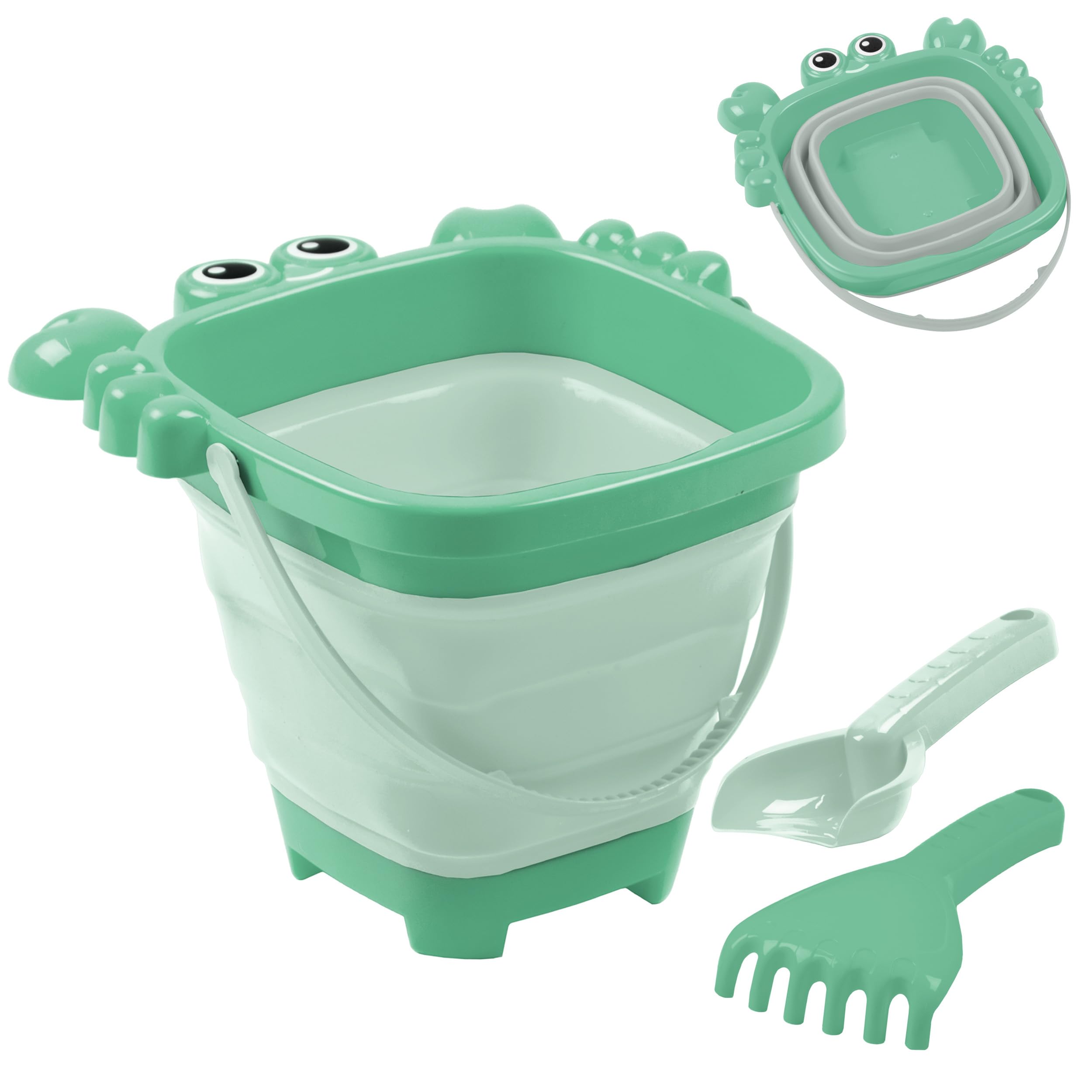 Mookie Collapsible Beach Bucket Set with Crab Sandcastle Mould | 3 Buckets | Ages 10m+
