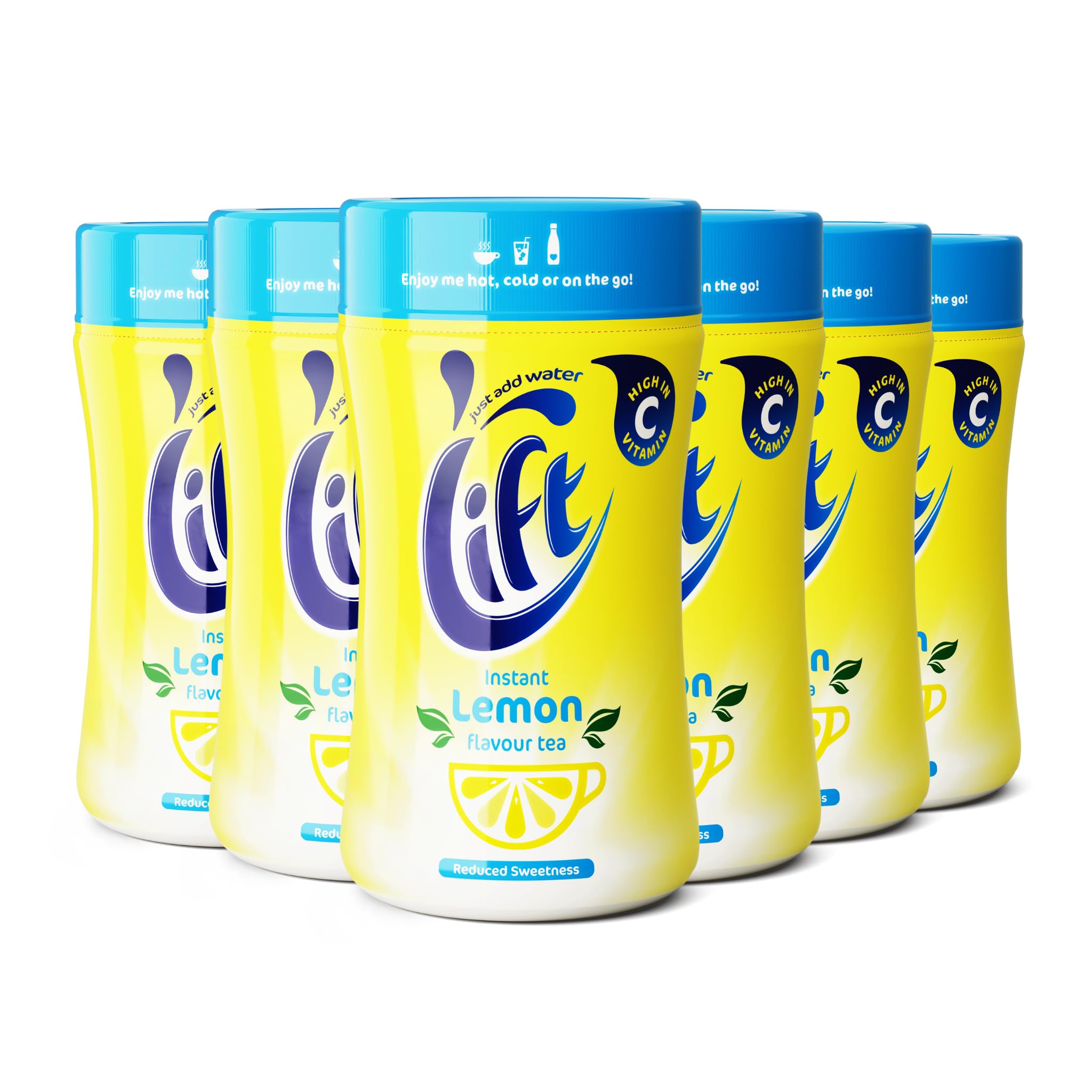 Lift Instant Lemon Flavour Tea Reduced Sweetness | 6 x 165g Jars | Hot or Iced Tea | Rainforest Alliance Certified 1