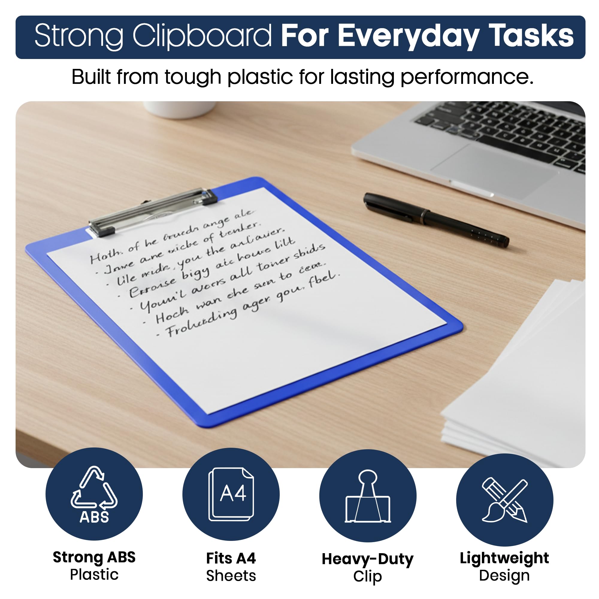 SECO A4 Translucent Blue Clipboard - Durable PVC | Heavy Duty Clip | Holds up to 50 Sheets 4