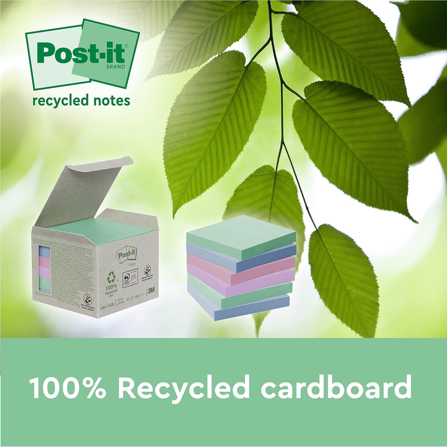 Post-it Super Sticky 100% Recycled Notes - 12 Pads, 70 Sheets/Pad | Multi-Color 7