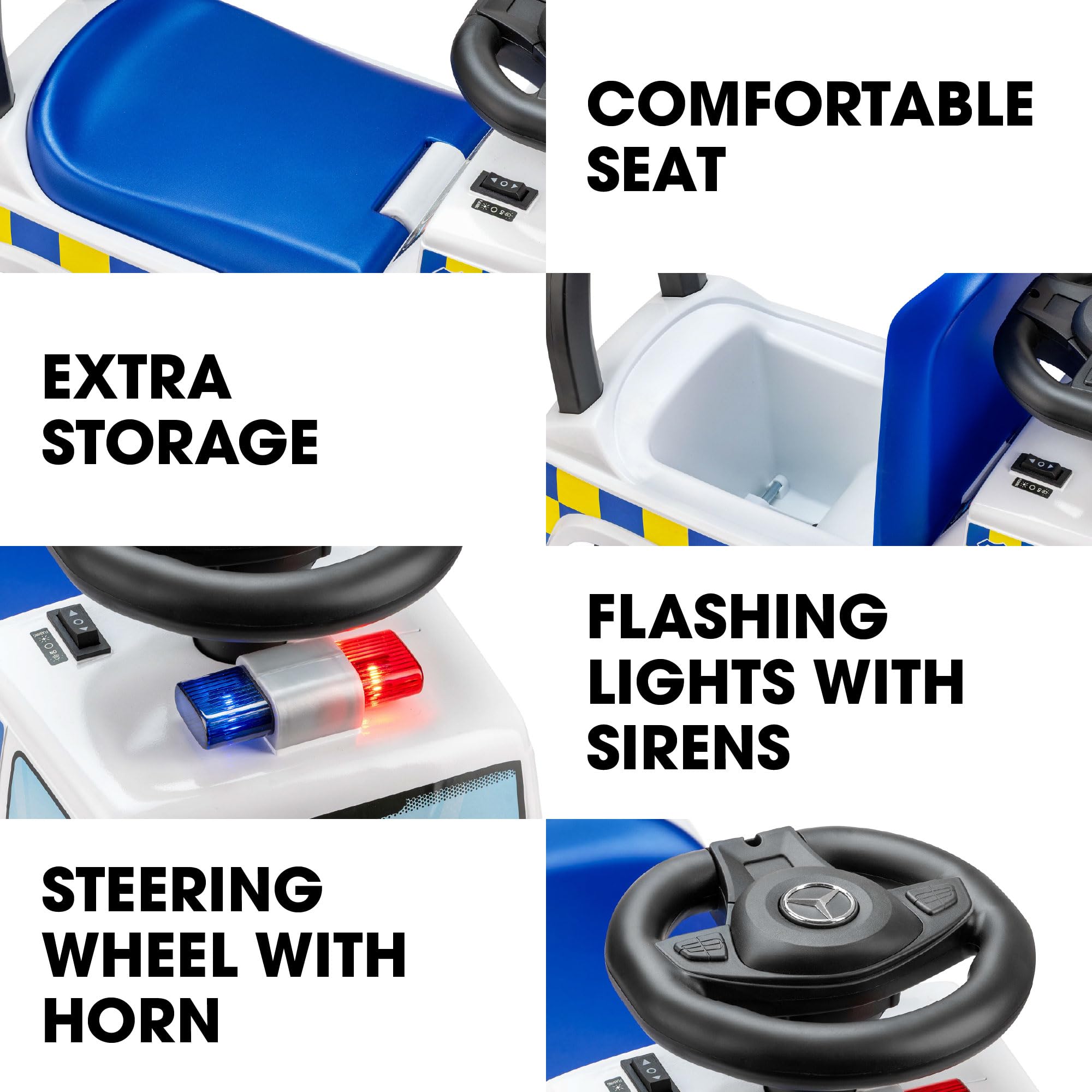 Xootz Mercedes Benz Police Foot to Floor Ride On for Toddlers 18 Months+ 7