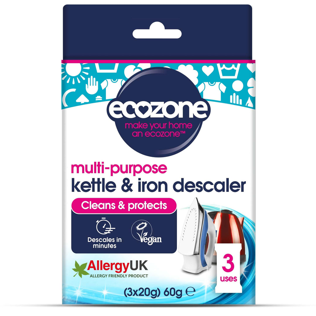 Ecozone Kettle & Iron Descaler - 3-Sachet Pack for Limescale Removal