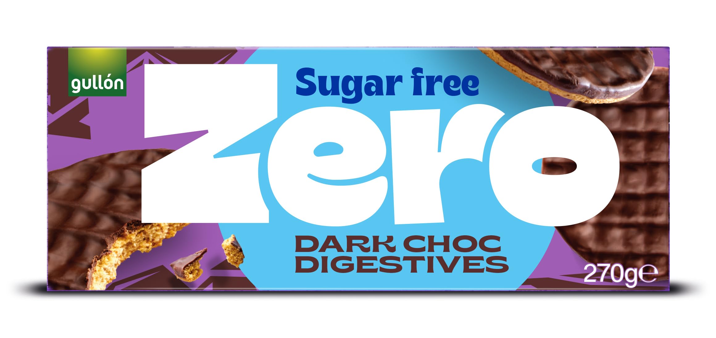 Gullon Zero Sugar Free Dark Chocolate Digestive Biscuits - High Fibre | Palm Free | Vegetarian 1