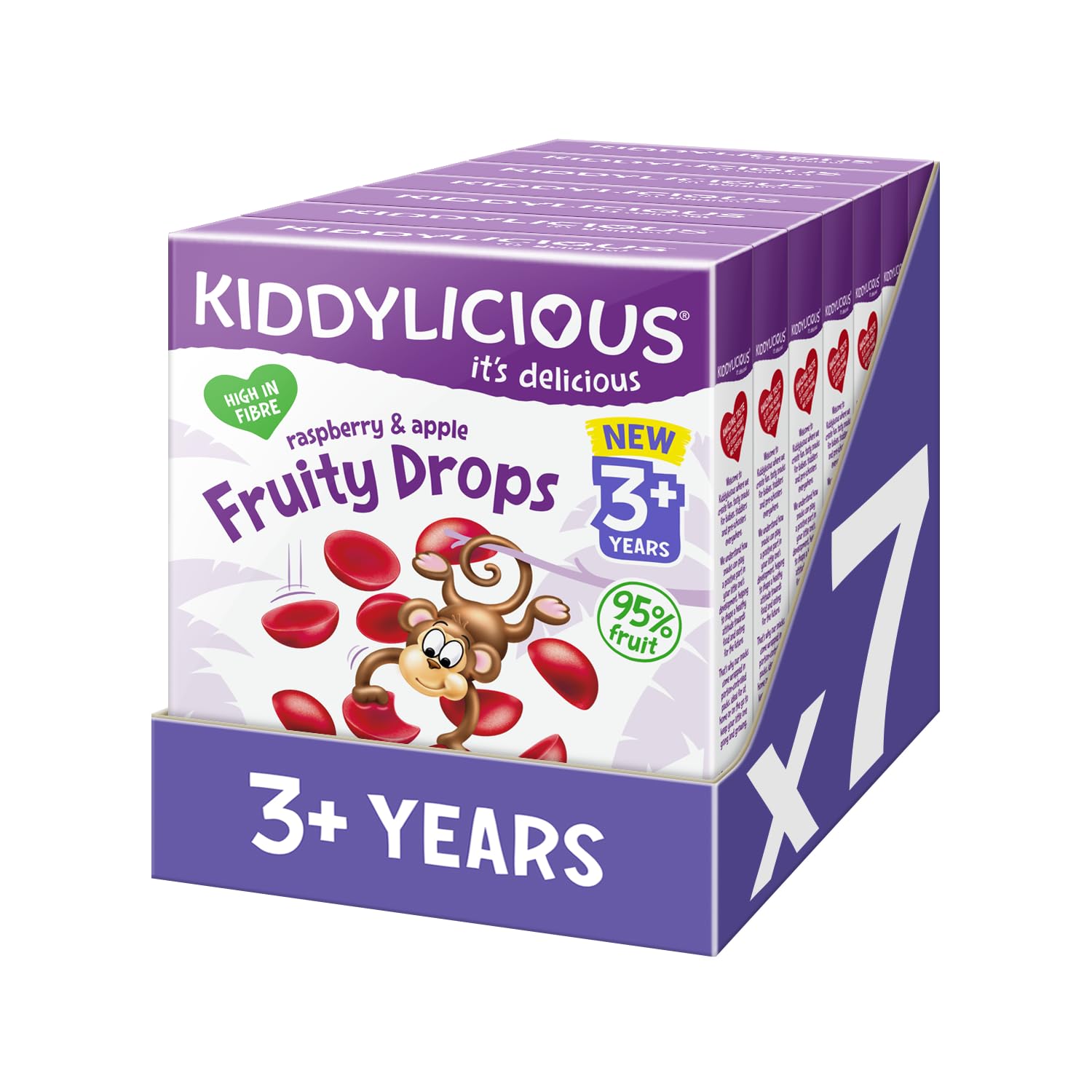 Kiddylicious Raspberry & Apple Fruity Drops - 95% Fruit Snacks | Gluten Free | 28 Count