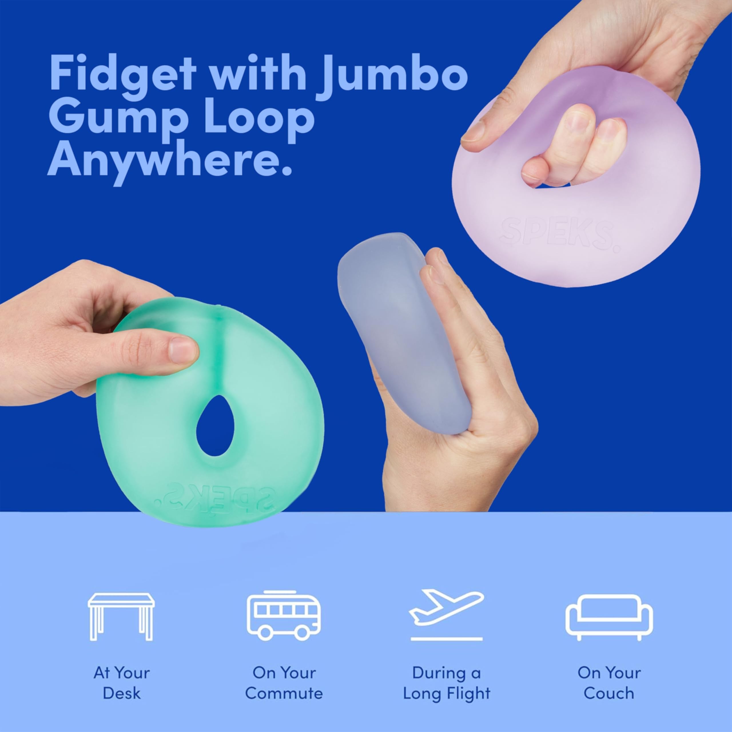 Speks Gump Jumbo Loop Gel-Filled Stress Ball - Ultra-Squishy Fidget Toy for Adults | Blue 5