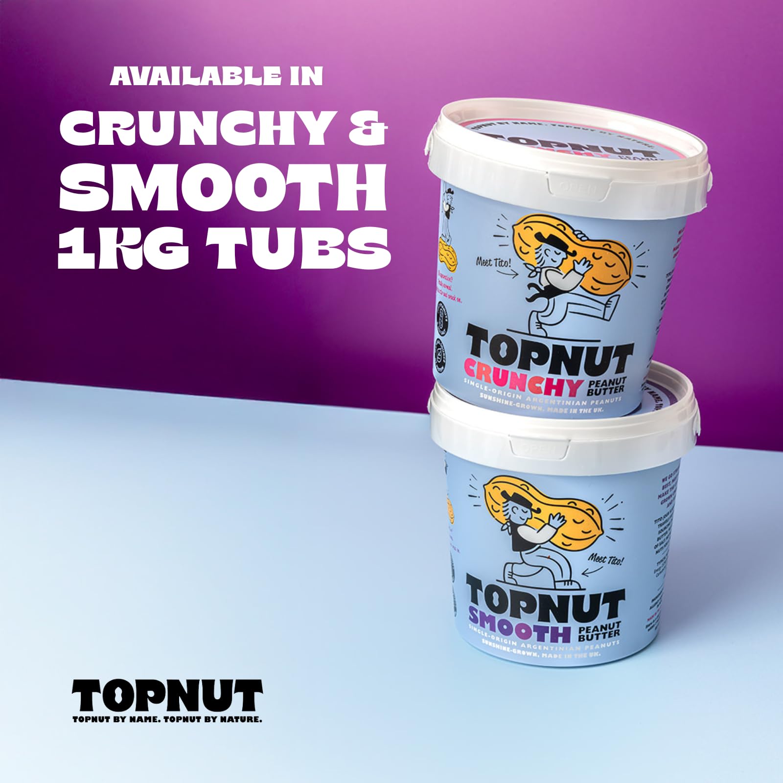 TOPNUT Crunchy Peanut Butter - 1kg Tub | Single-Origin Argentinian Peanuts | High Protein 4