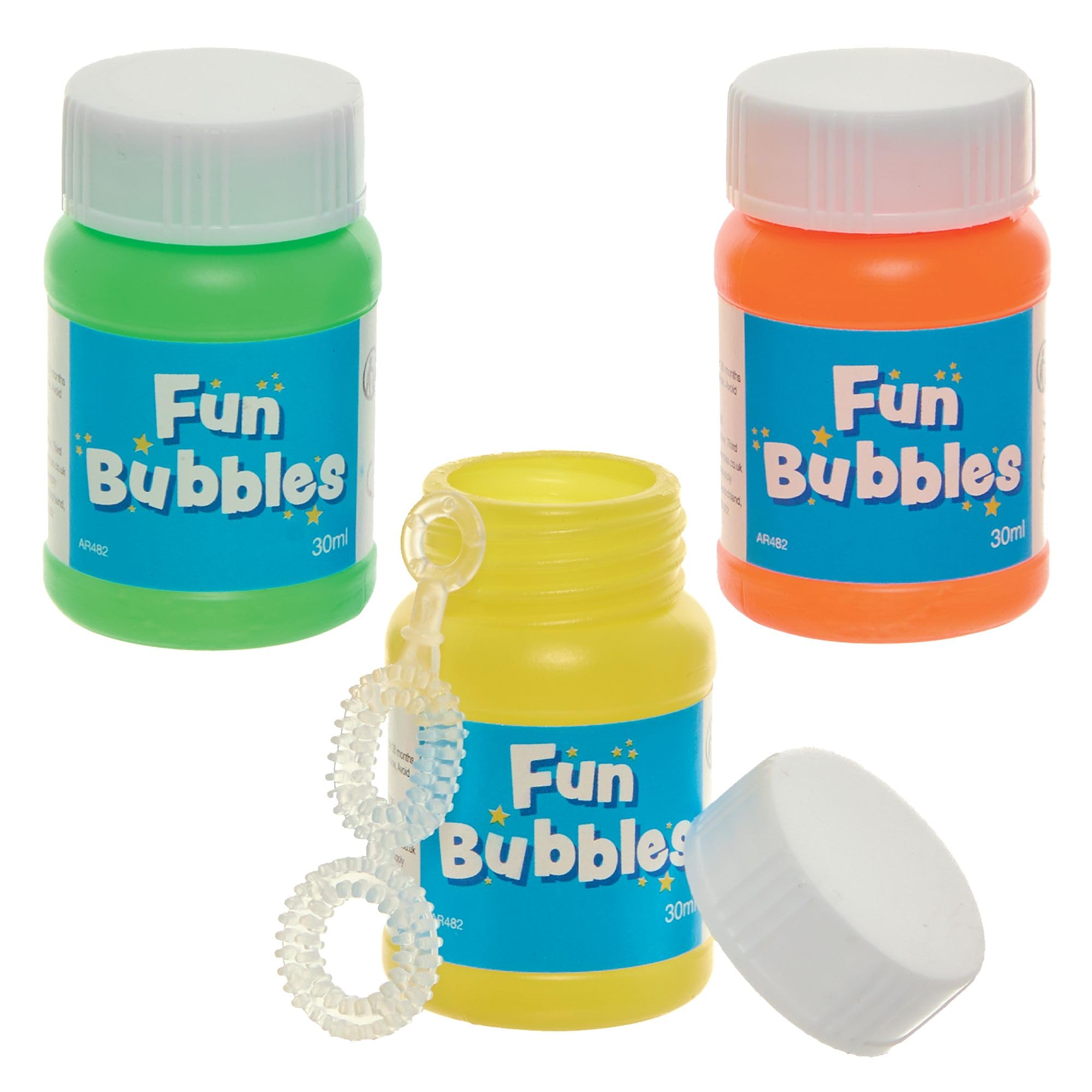 Baker Ross Mini Blow Bubbles - Pack of 8 Assorted Colors | Pocket-Sized Fun | Ideal for Parties