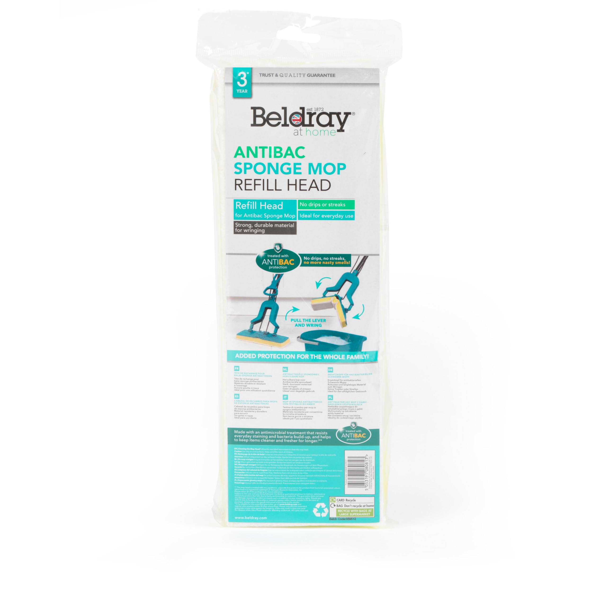 Beldray Antibac Refill Head LA080813UFEU7 | Replacement Pad for Mop LA026477PK10UFEU | Grey/Blue 1