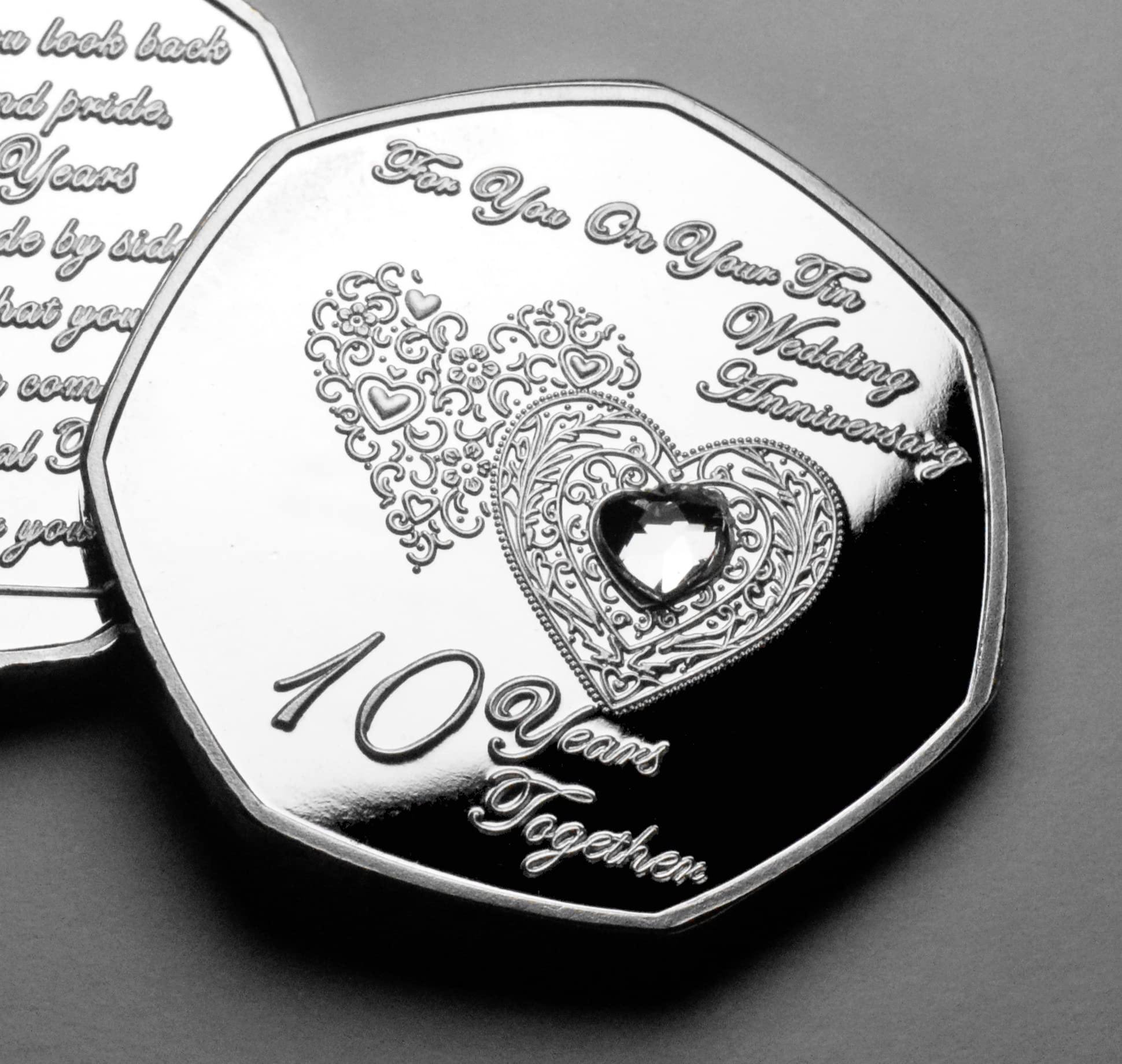 The Commemorative Coin Company 10th Tin Wedding Anniversary Silver Commemorative Coin | 999 Silver Plated | Proof Quality