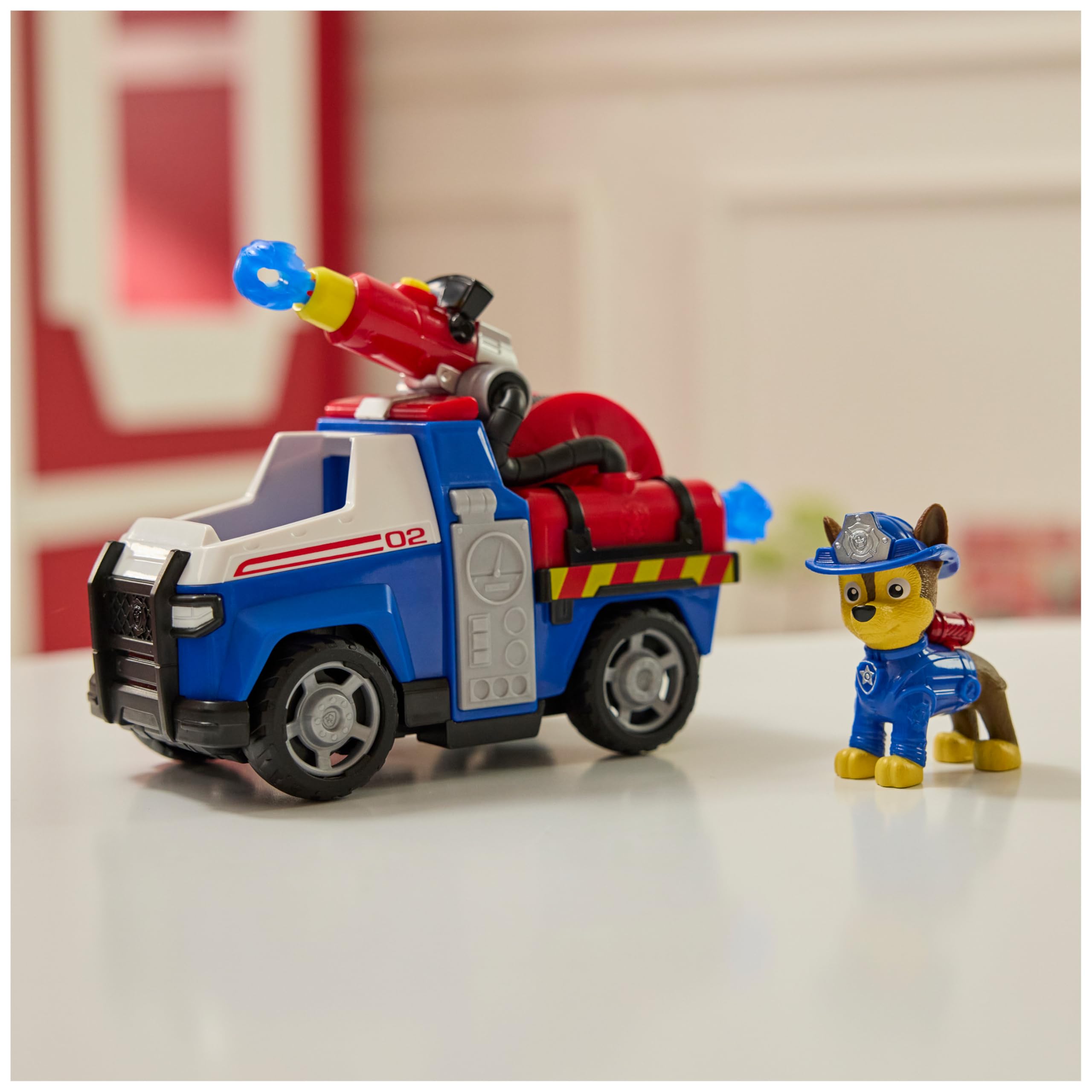 Paw Patrol Chase Rescue Fire Cruiser Truck with Figure, Launcher, and 2 Projectiles | Ages 3+ 2