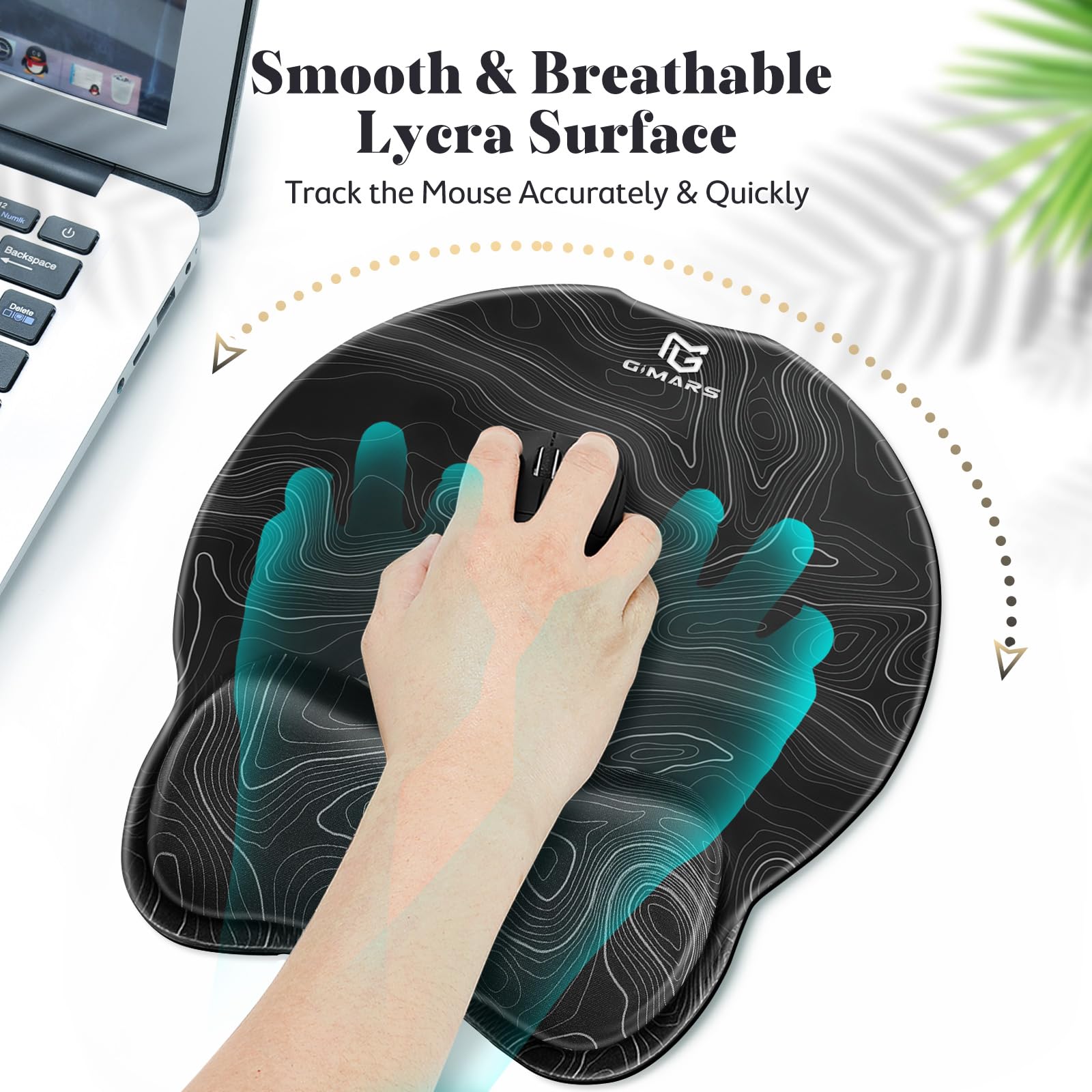 Gimars Ergonomic Mouse Pad & Keyboard Wrist Rest Set with Coaster | Gel Support | Map Color 5