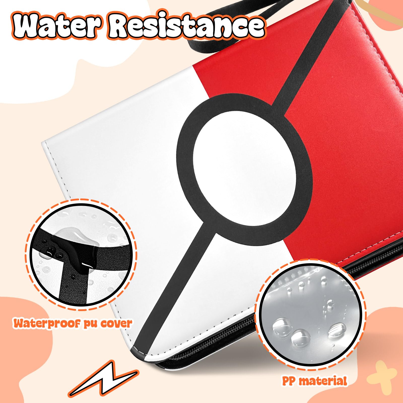 TOYABI 50-Page 400-Pocket PU Leather Trading Card Binder for Kids and Collectors