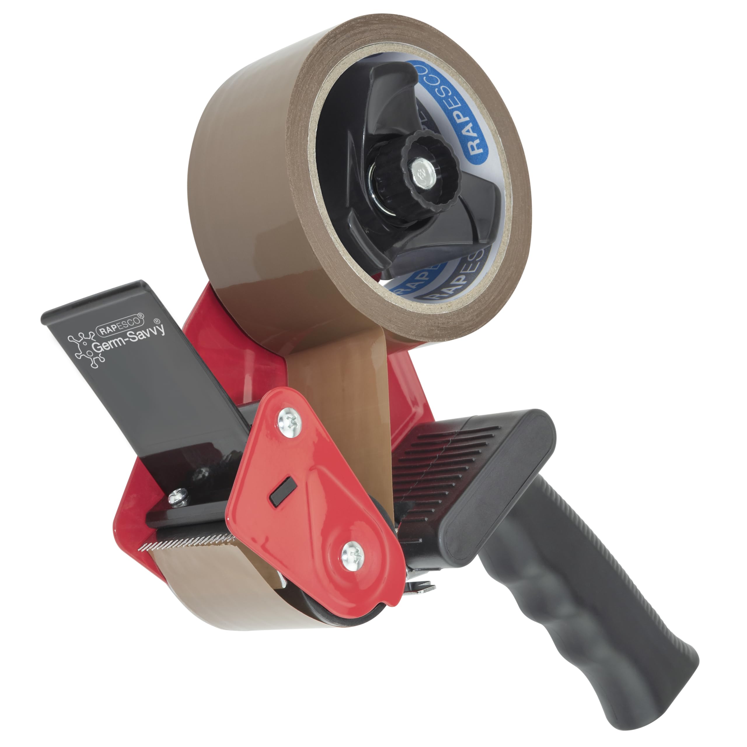 RAPESCO 1683 Germ-Savvy Antibacterial Packaging Tape Dispenser with 1 Roll | Heavy-Duty Steel Construction 1